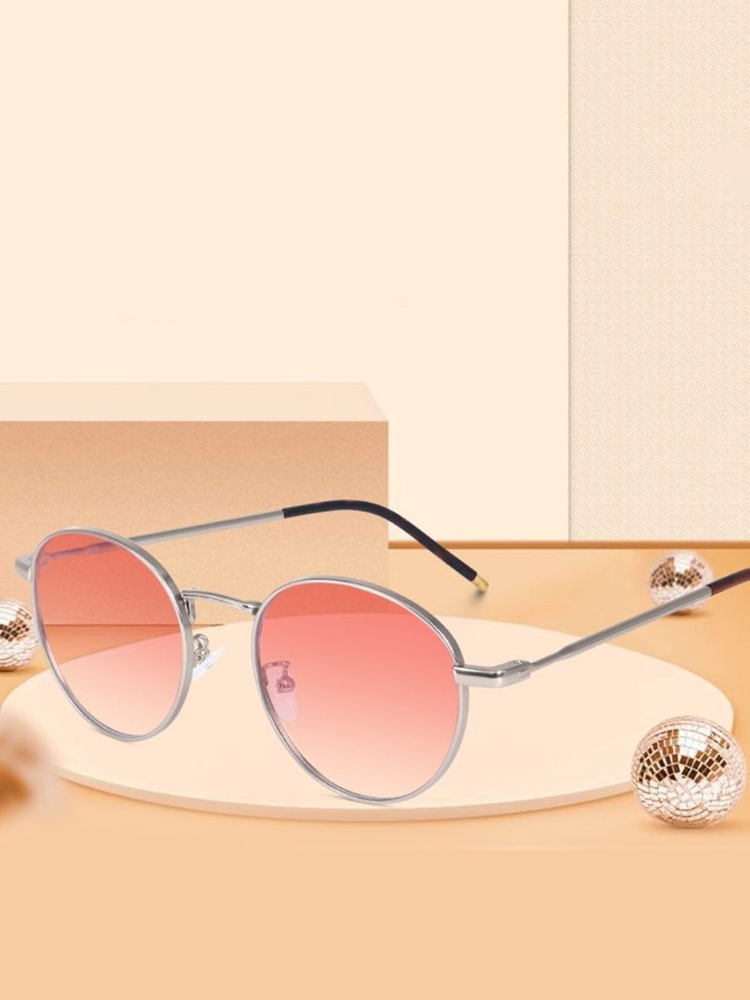 

RICH CLUB Unisex Round Sunglasses with Polarised Lens PENTO SUNGLASS ORANGE, Pink