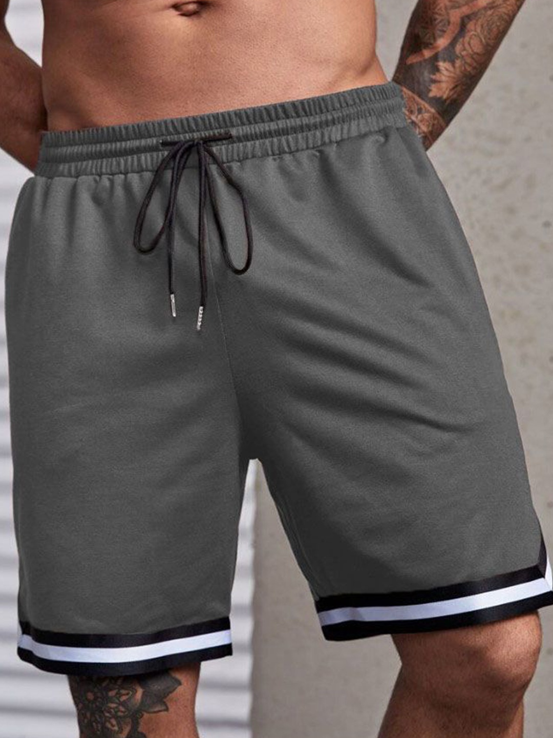 

MASCARI Men High-Rise Training or Gym Sports Shorts, Grey