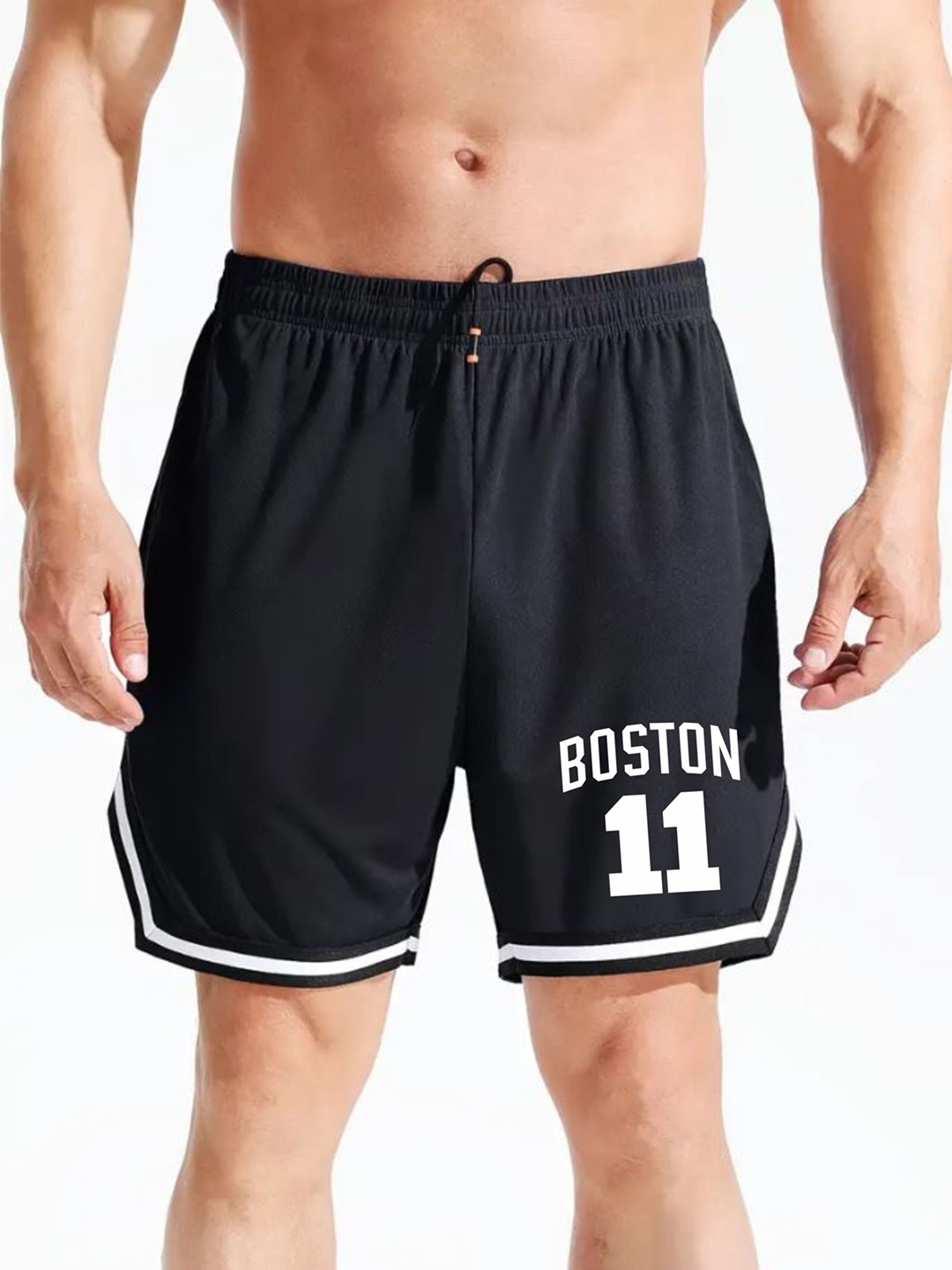 

MASCARI Men Printed High-Rise Dri-FIT Training or Gym Sports Shorts, Black