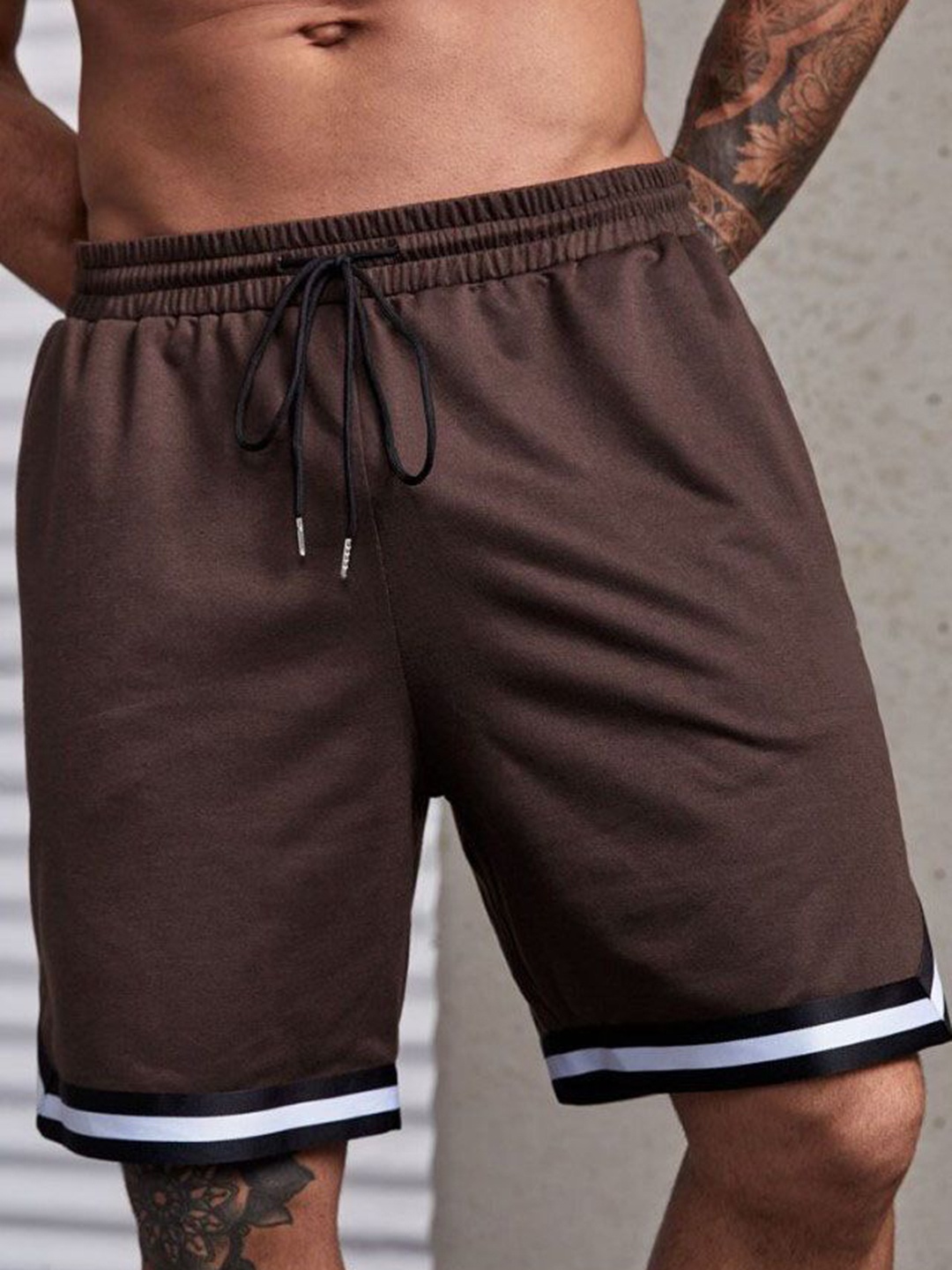 

MASCARI Men TWILL TAPE Training or Gym Dri-FIT Sports Shorts, Brown
