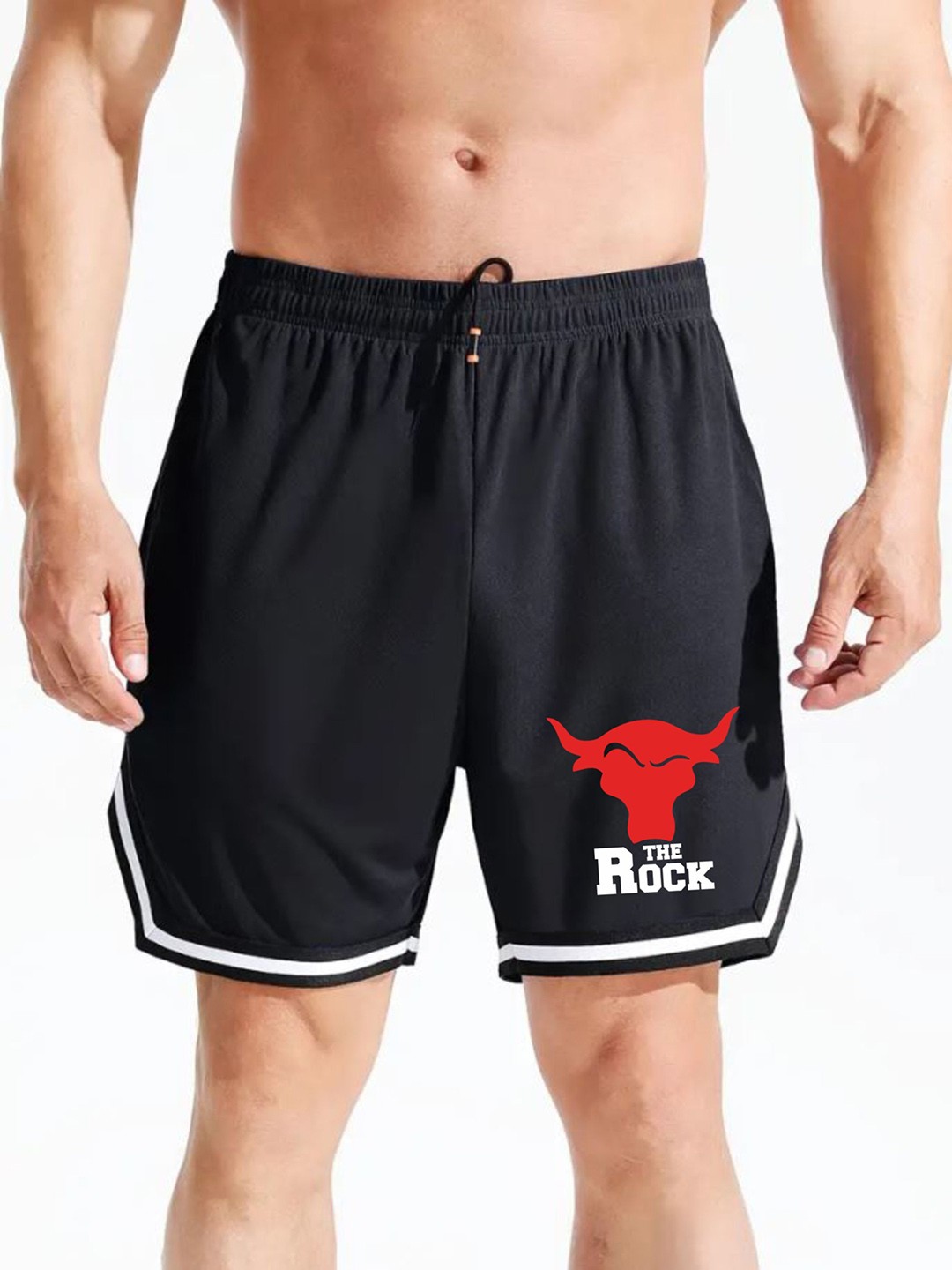 

MASCARI Men Printed Regular Fit Dri-FiIT Training or Gym Sports Shorts, Black