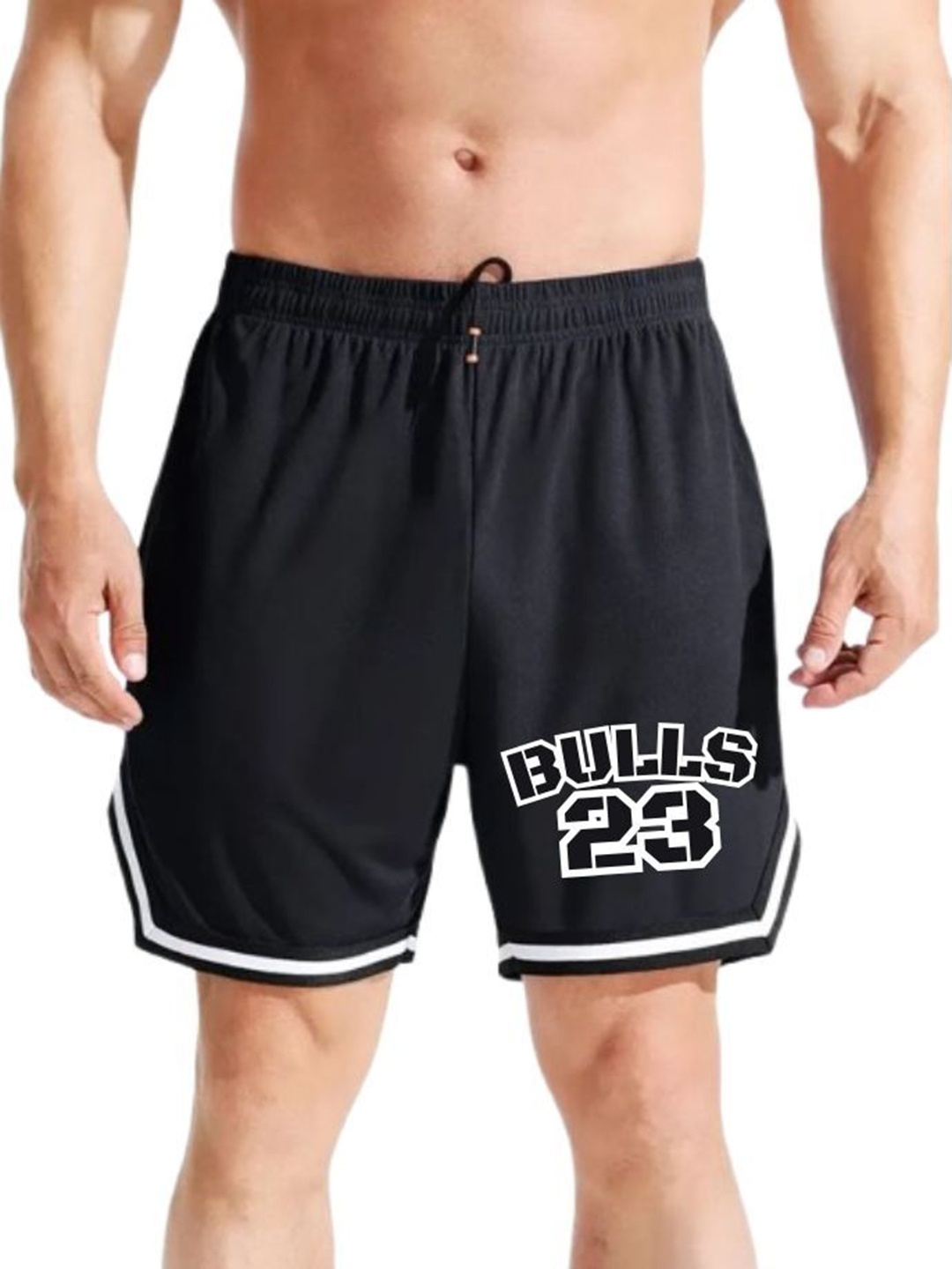 MASCARI Men Typography Printed High-Rise Training or Gym Sports Shorts, Black