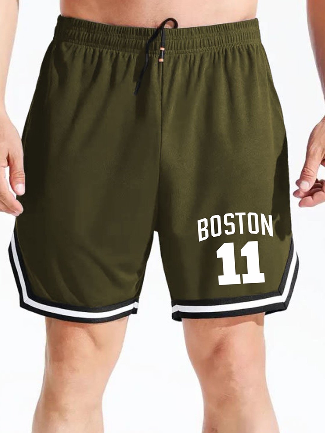 

MASCARI Men Printed High-Rise Training or Gym Sports Shorts, Olive