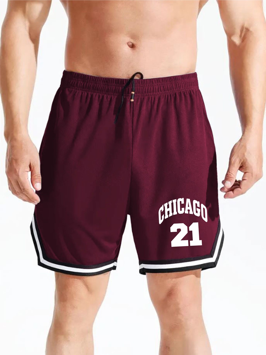 

MASCARI Men Printed Training or Gym Dri-FIT Sports Shorts, Maroon