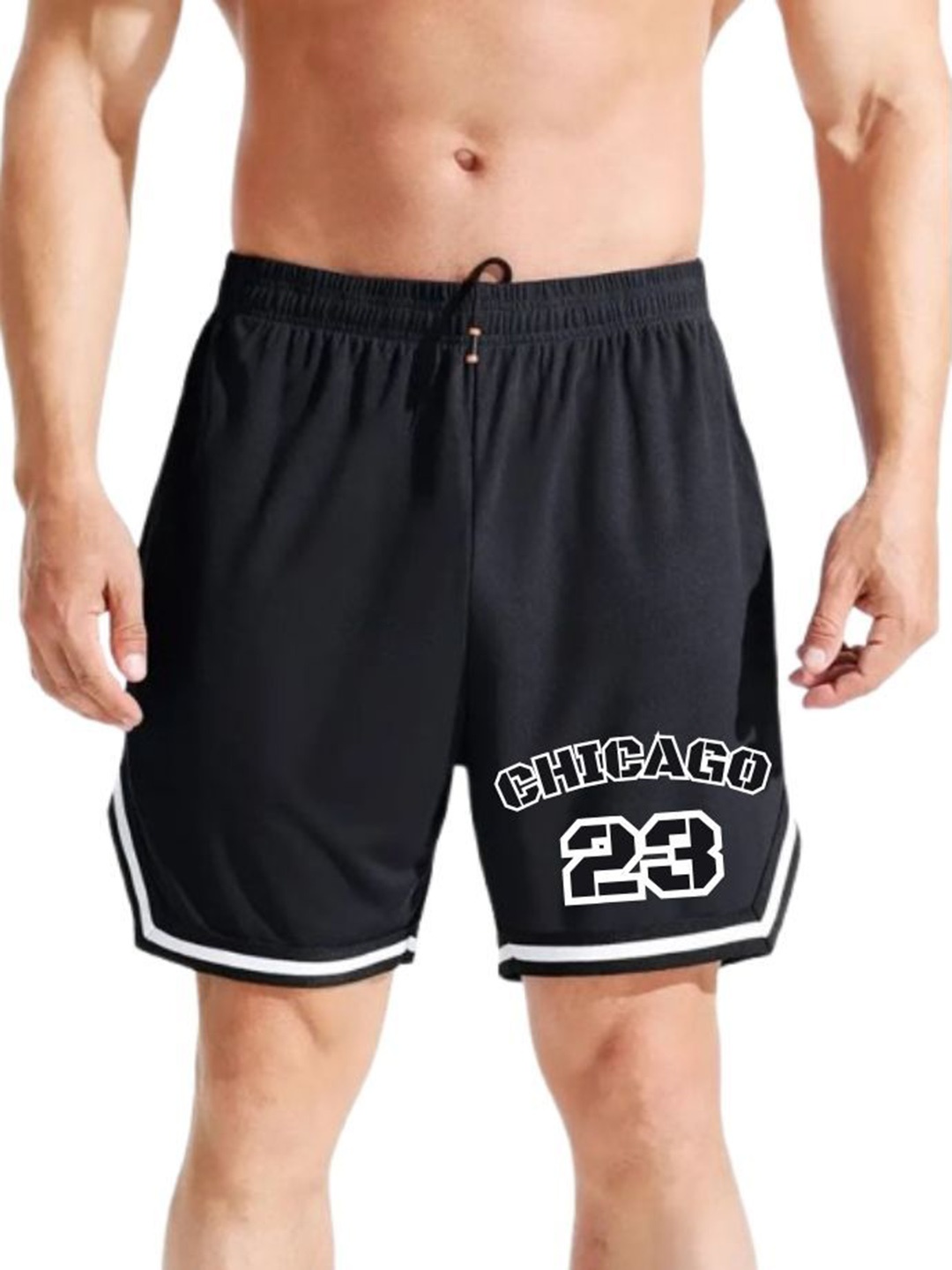 

MASCARI Men Typography Printed High-Rise Dri-FIT Training or Gym Sports Shorts, Black