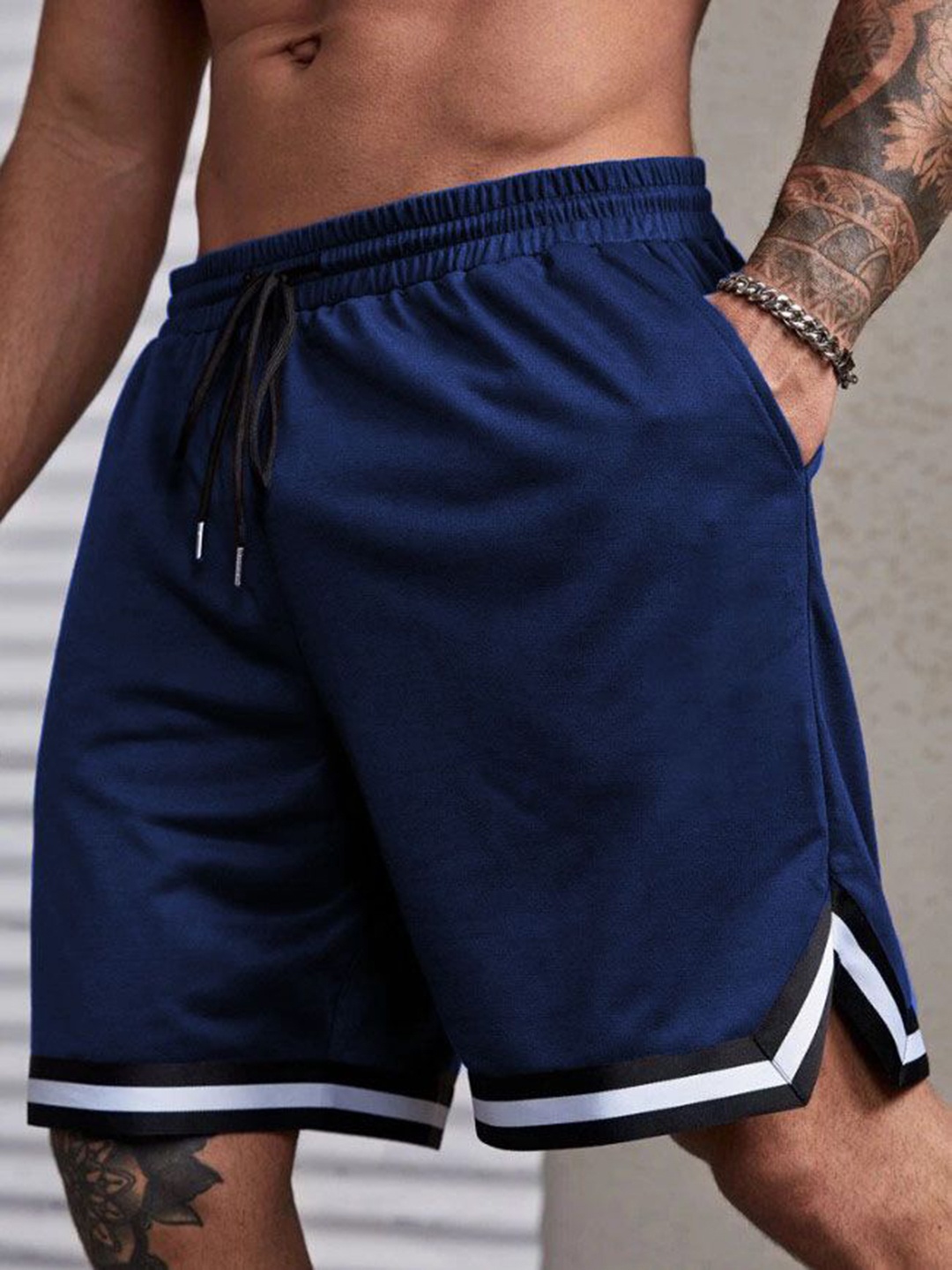 

MASCARI Men Training or Gym Dri-FIT Sports Shorts, Navy blue