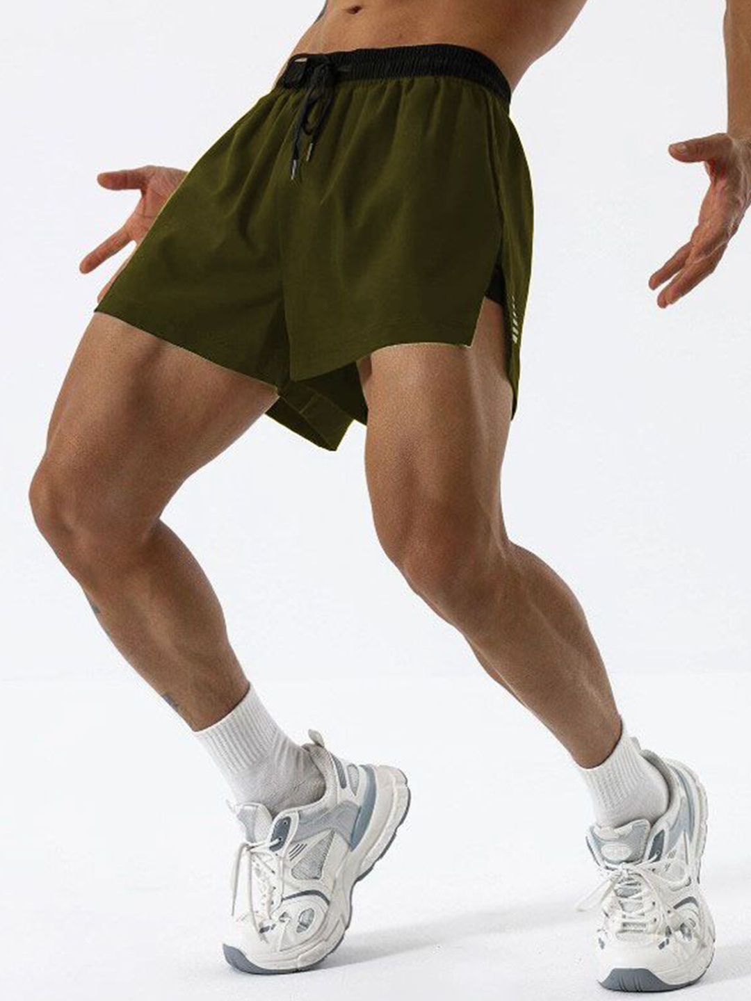 

MASCARI Men Mid-Rise Dri-FIT Training or Gym Sport Shorts, Olive