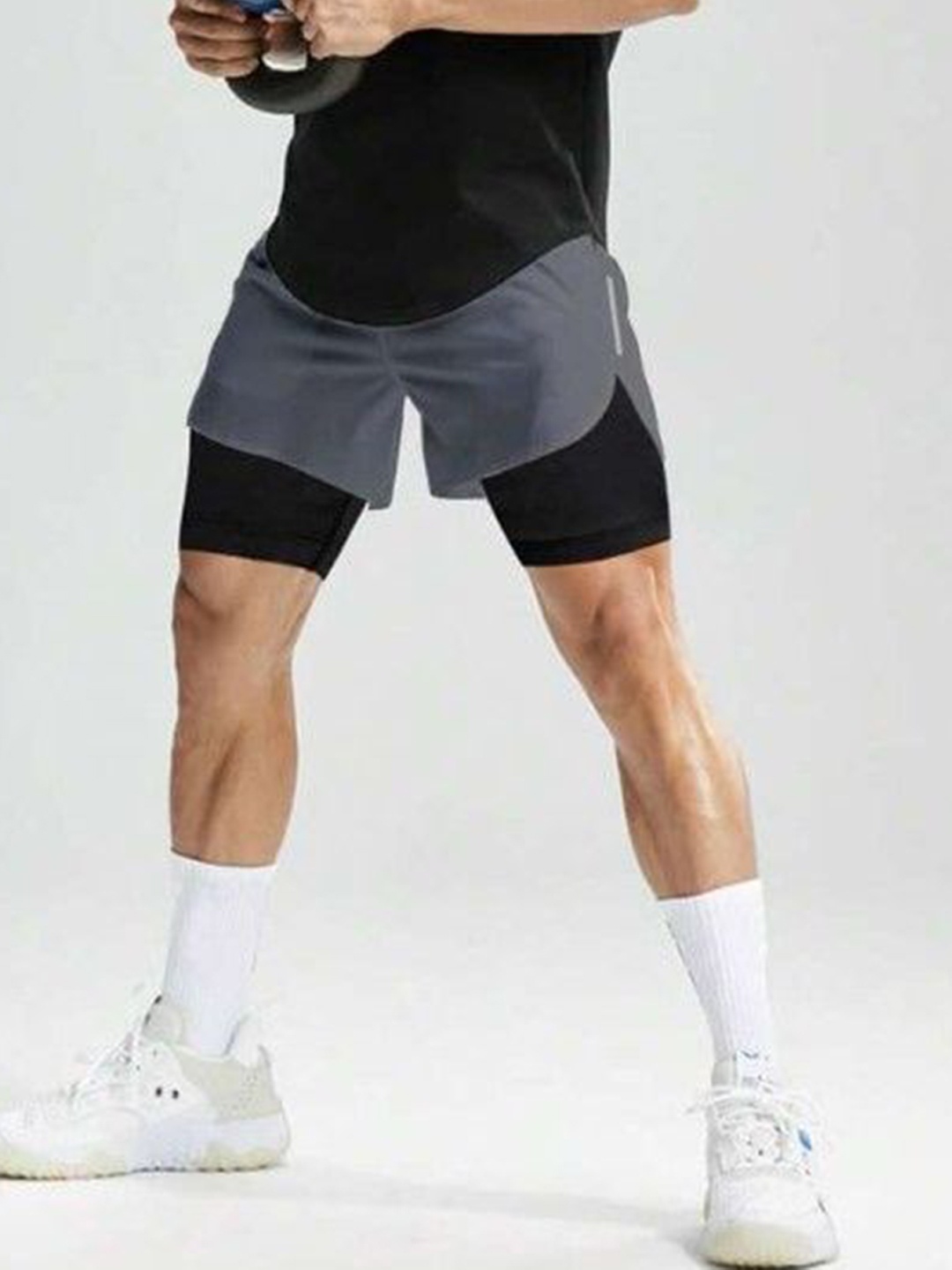 

MASCARI Men Regular Fit High-Rise Training or Gym Sports Shorts, Grey