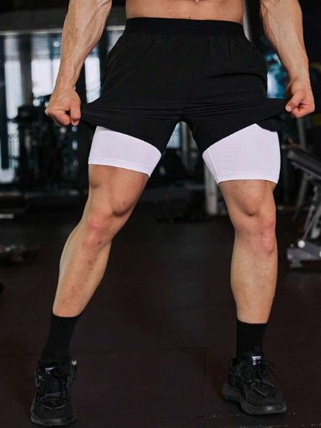 

MASCARI Men Dri-FIT Colourblocked High-Rise Sports Shorts, Black