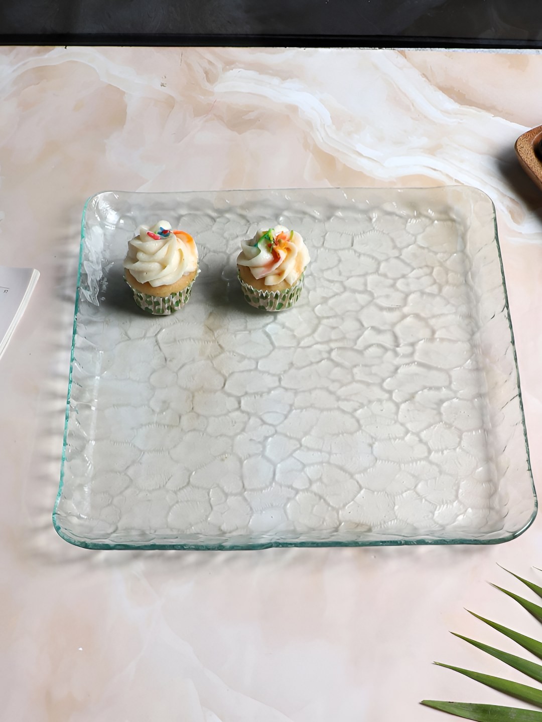 

NATURALLY YOURS Transparent 2025 Glass 2 Pieces Easy to Clean Serving Tray