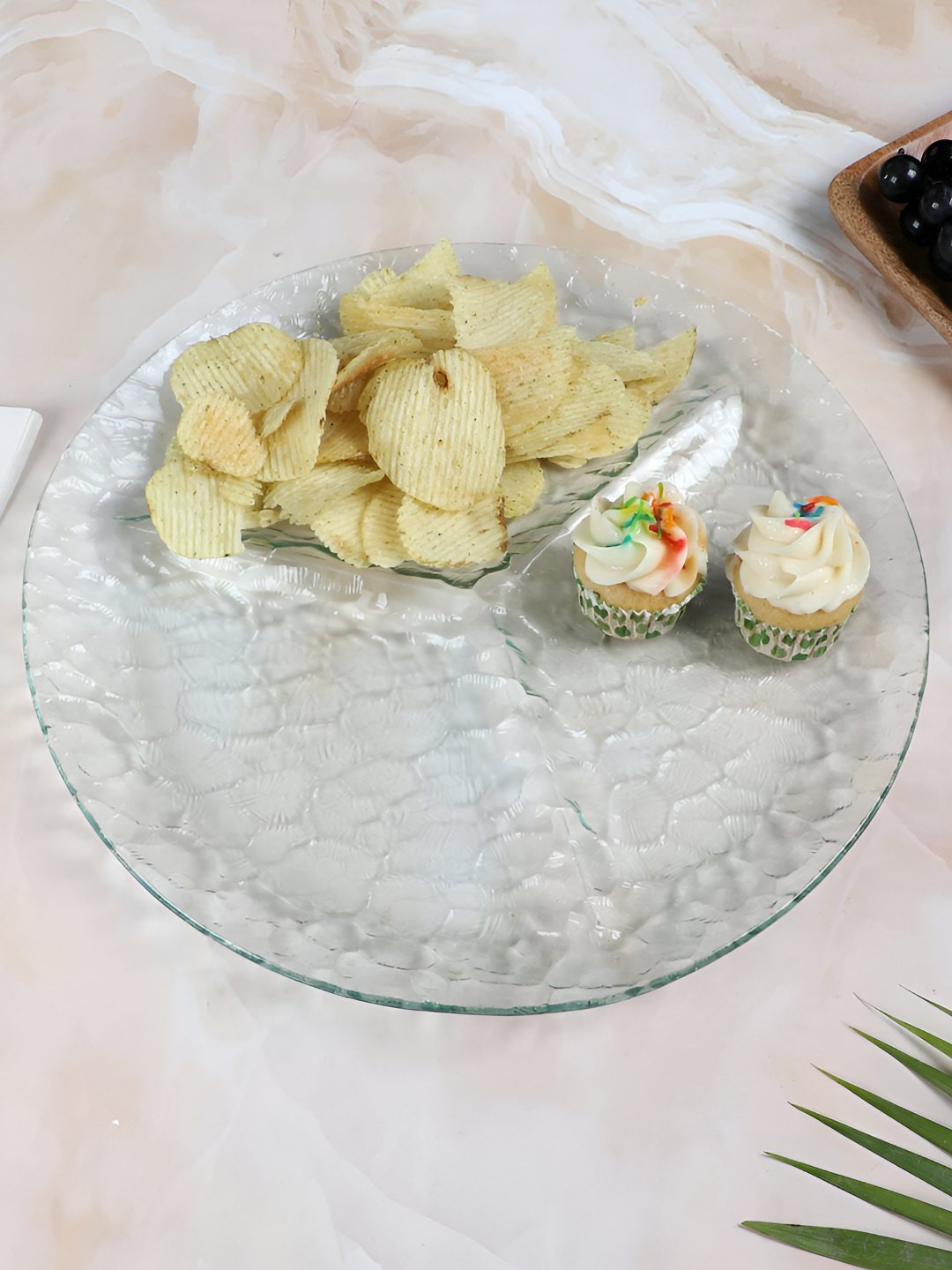 

NATURALLY YOURS Transparent 2025 Glass 2 Pieces Easy to Clean Serving Tray