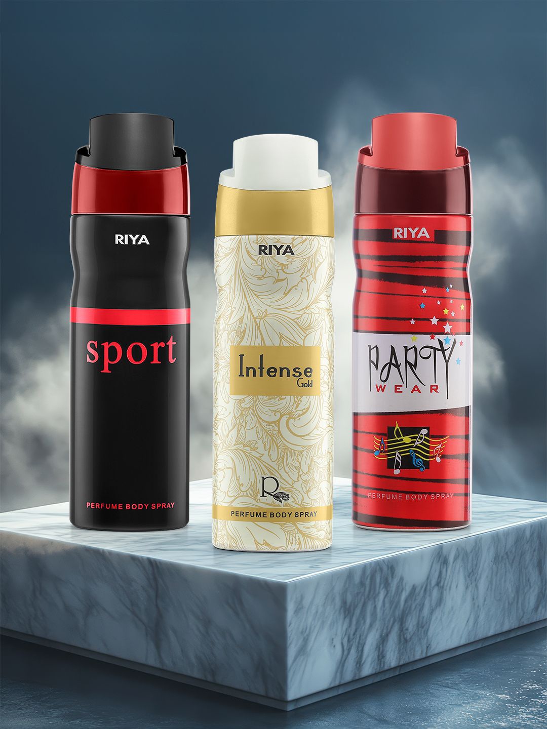 

RIYA Intense Gold, Sport & Party Wear Set Of 3 Deodorant - 200 ml Each, Black