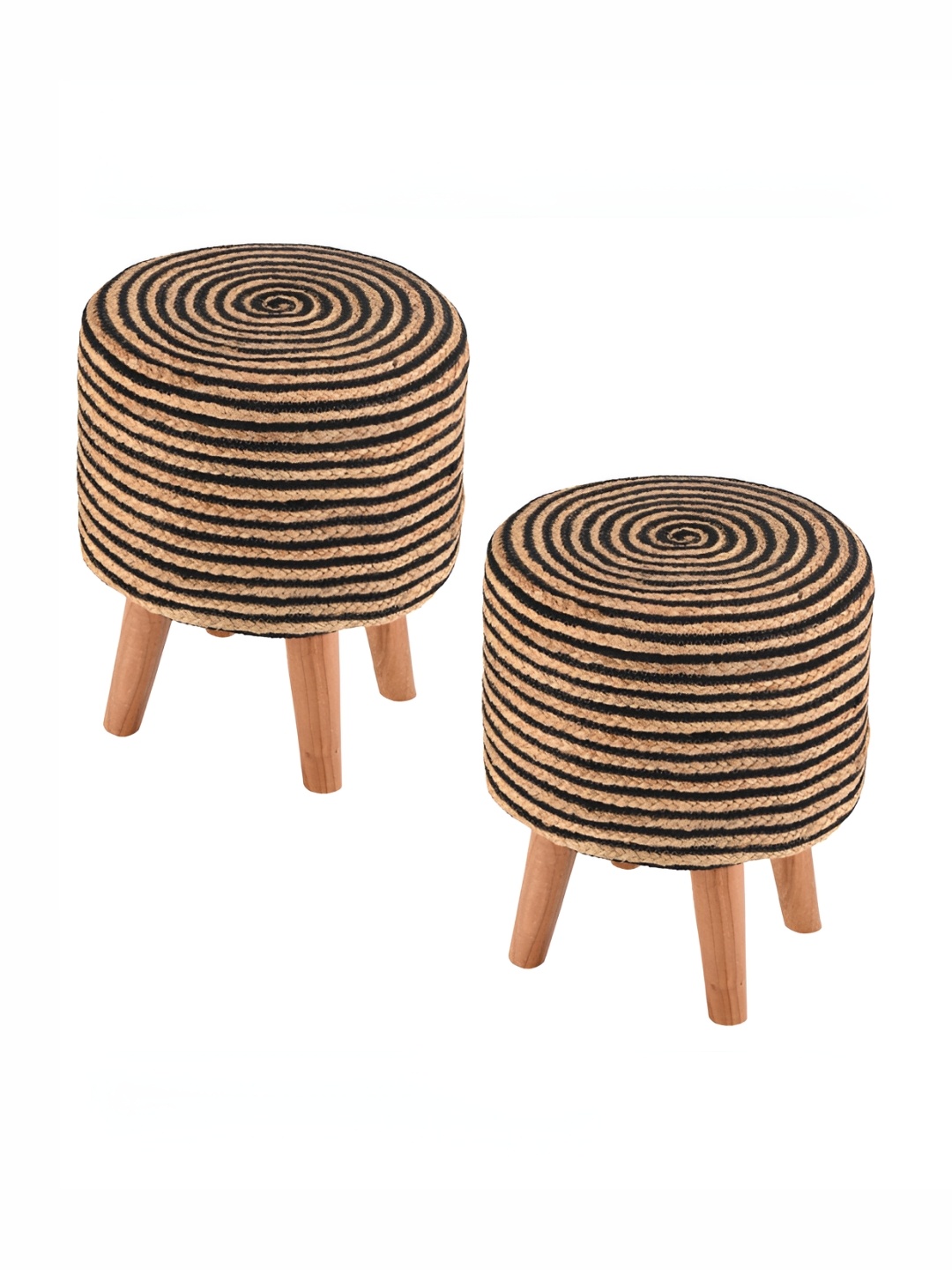 

Kuber Industries Brown 2 Pcs Aesthetic Jute Cotton Rope Ottoman Stool For Sitting