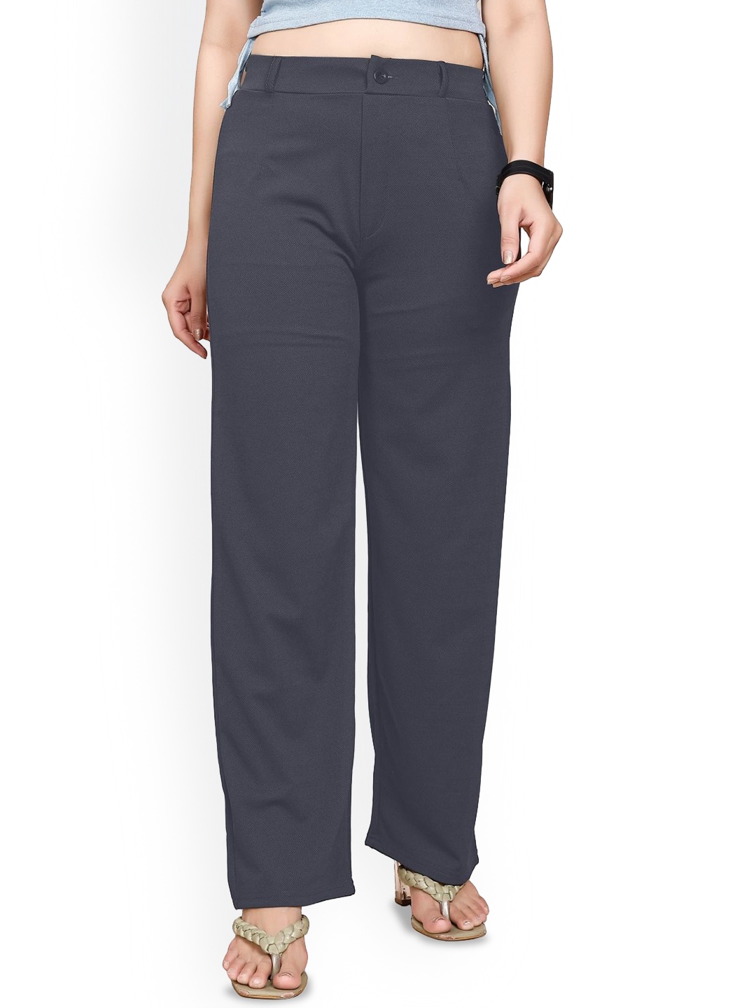 

Areca Designer Women Regular Fit Mid-Rise Trousers, Grey