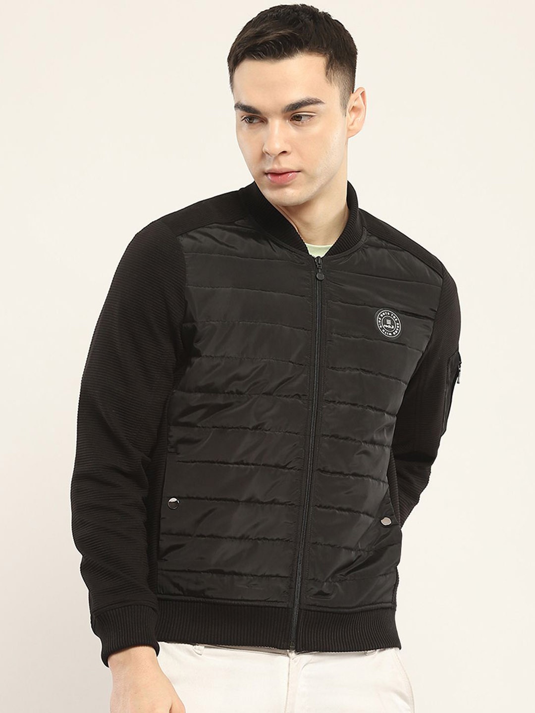 

rock.it Men Stand Collar Solid Casual Lightweight Padded Jacket, Black
