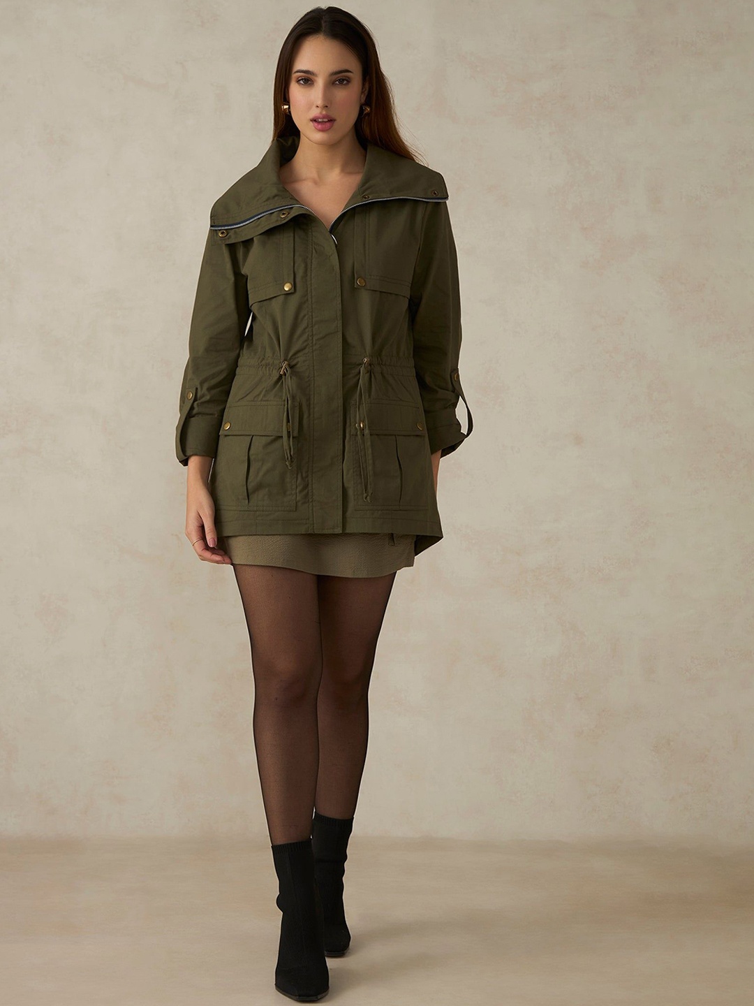 

Virgio Women Olive Sara Utility Jacket With Flange