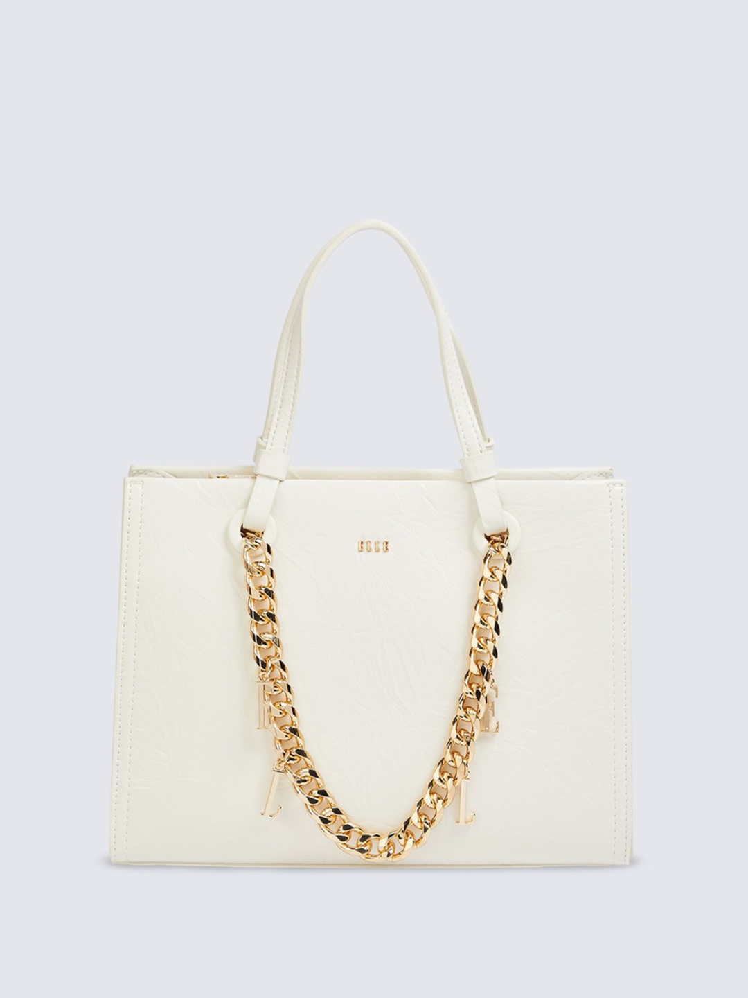 

ELLE Women Textured Oversized Structured Shoulder Bag, Off white