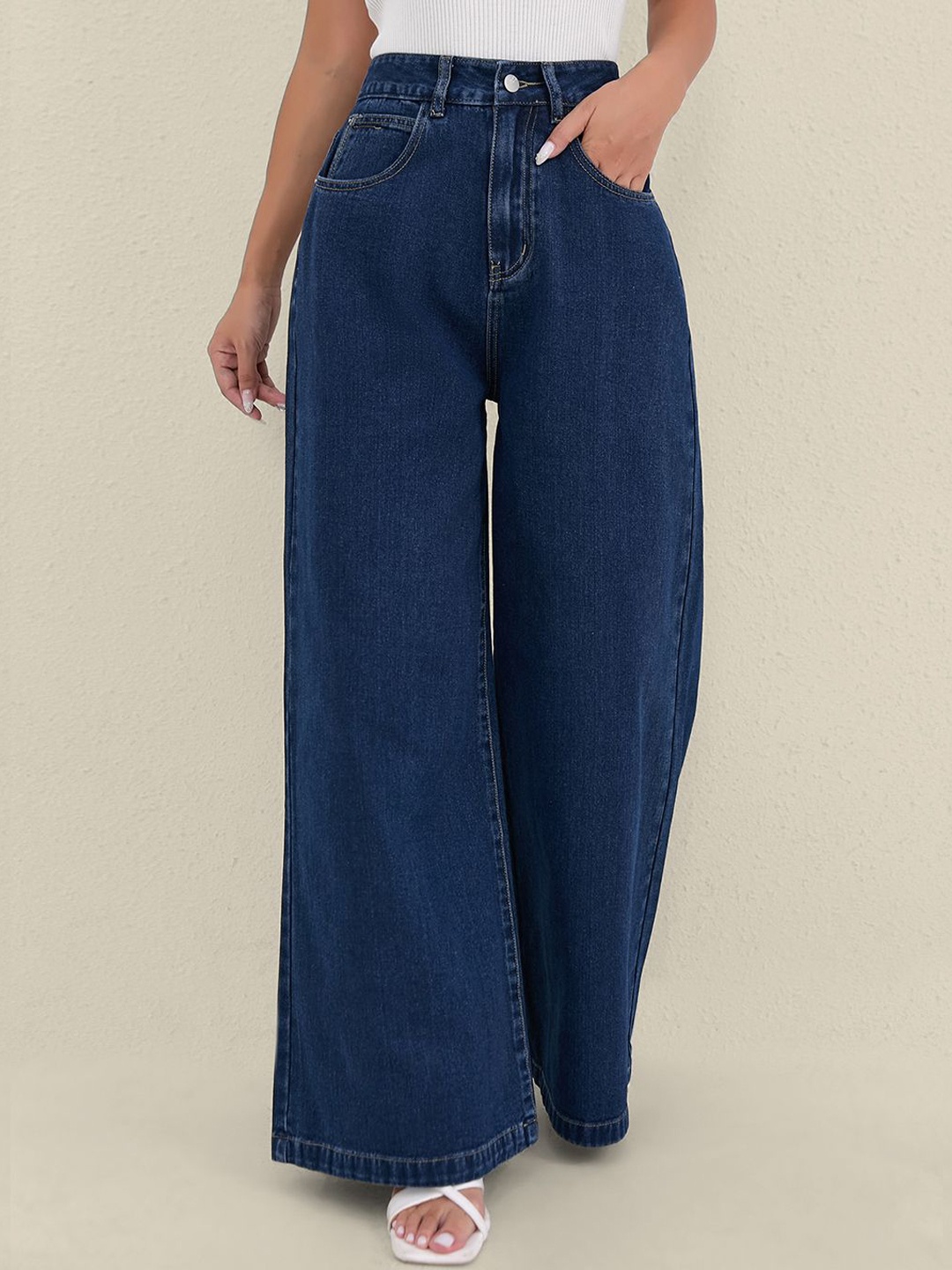 

StyleCast Women Classic Straight Leg Flared Denim Jeans, Navy blue
