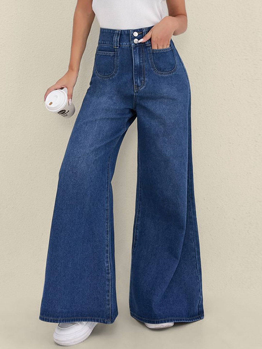 

StyleCast Women Classic Denim Flared Jeans, Navy blue