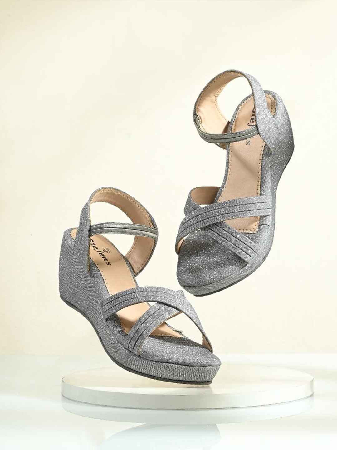 

STEFENS Girls Party Wear Heel Sandal, Grey