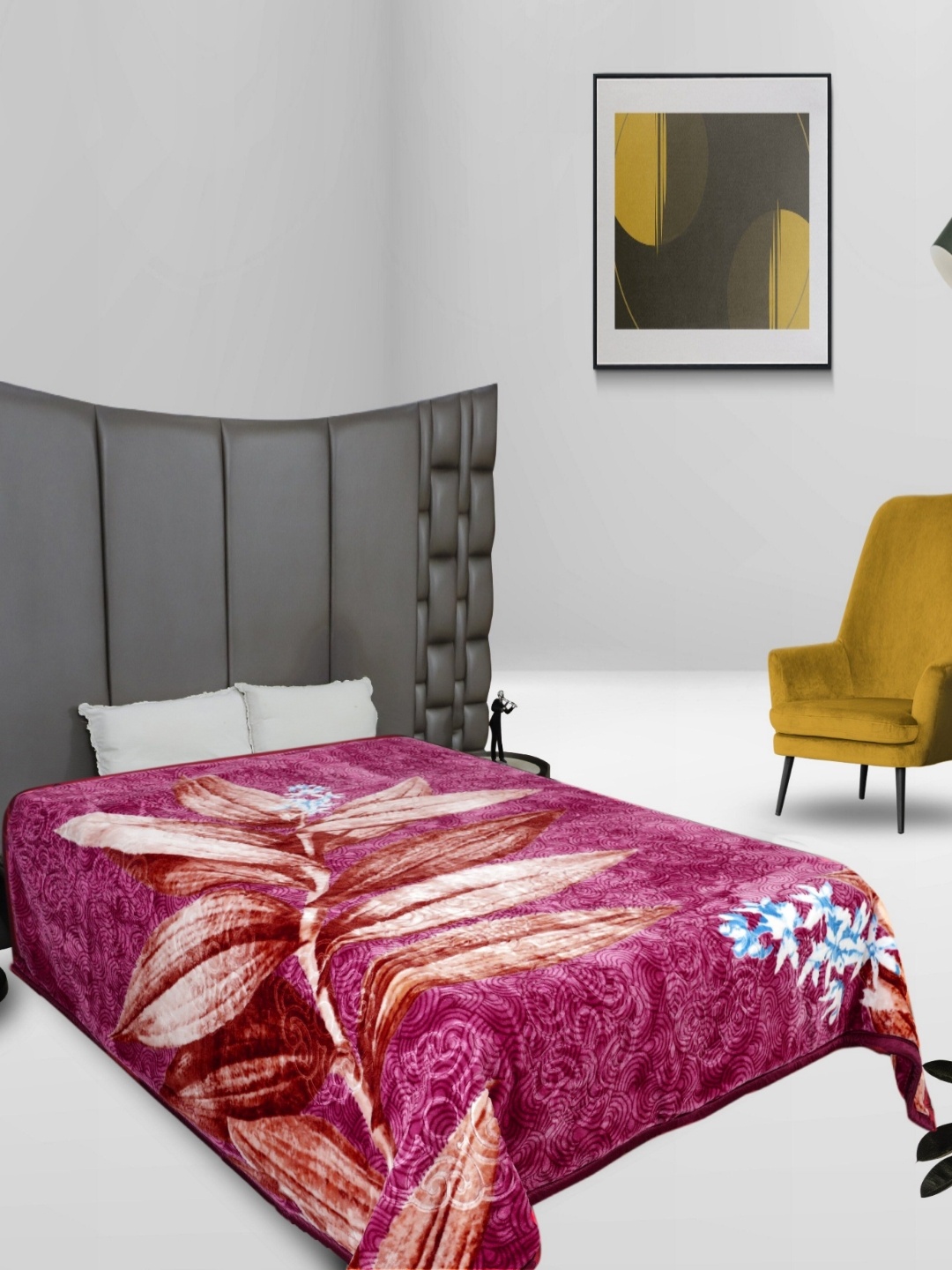 

Aura Purple & White Floral 850 GSM Mink Heavy Winter Double Bed Blanket