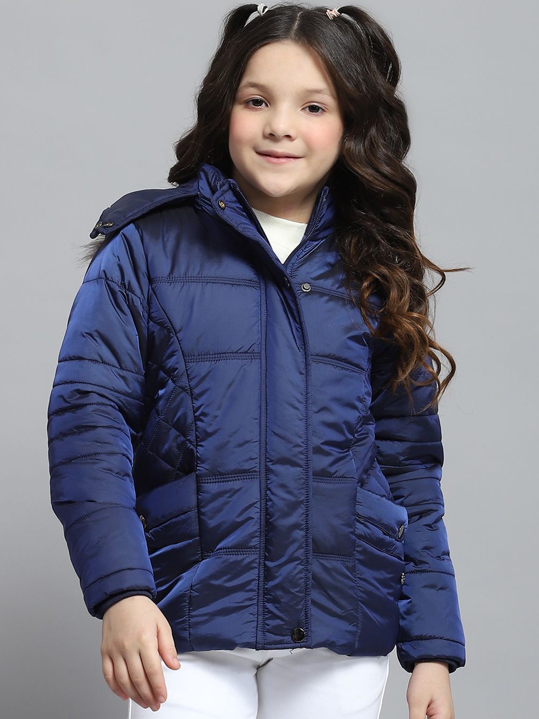

Monte Carlo Girls Hooded Solid Casual Lightweight Parka Jacket, Navy blue