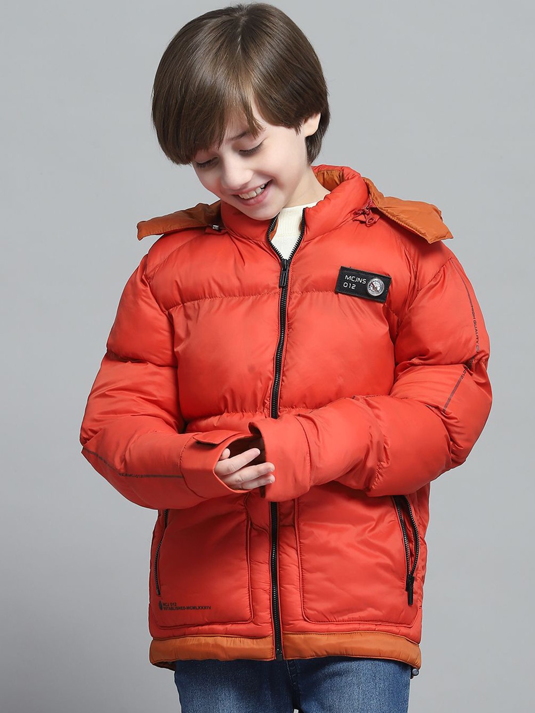 

Monte Carlo Boys Hooded Solid Casual Lightweight Puffer Jacket, Red