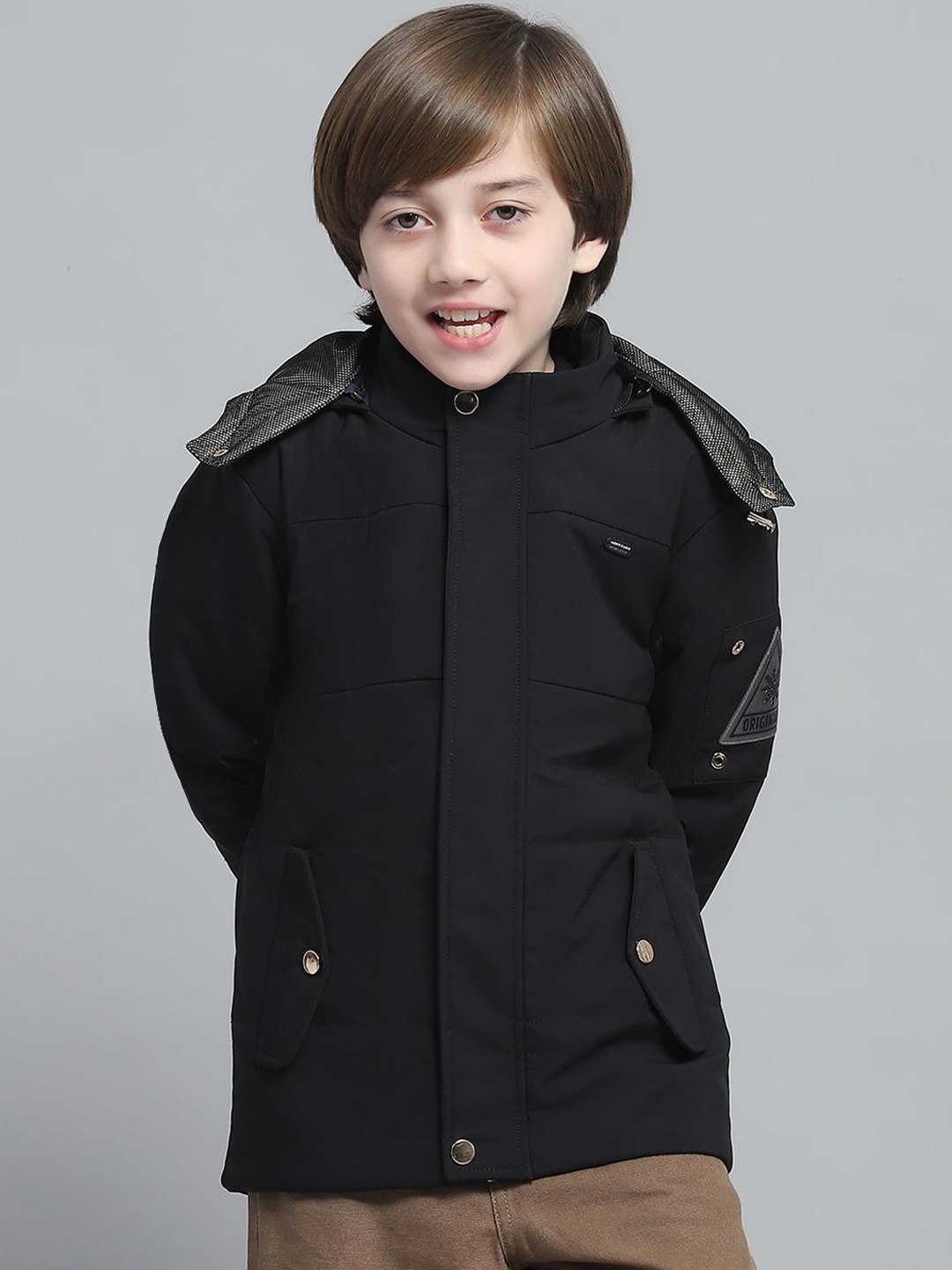 

Monte Carlo Boys Hooded Solid Casual Lightweight Padded Jacket, Black