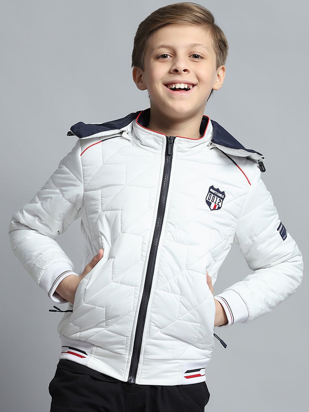 

Monte Carlo Boys Hooded Solid Casual Lightweight Padded Jacket, White