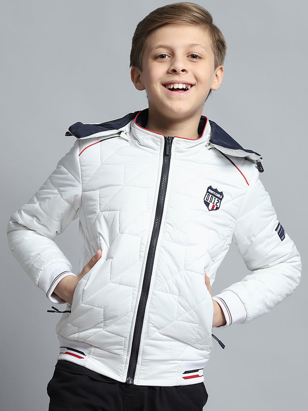 

Monte Carlo Boys Hooded Solid Casual Lightweight Padded Jacket, White