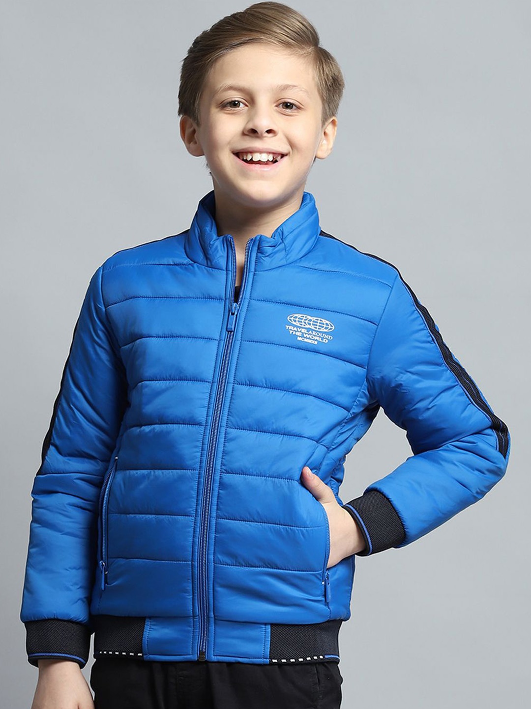 

Monte Carlo Boys Mock Collar Solid Casual Lightweight Padded Jacket, Blue