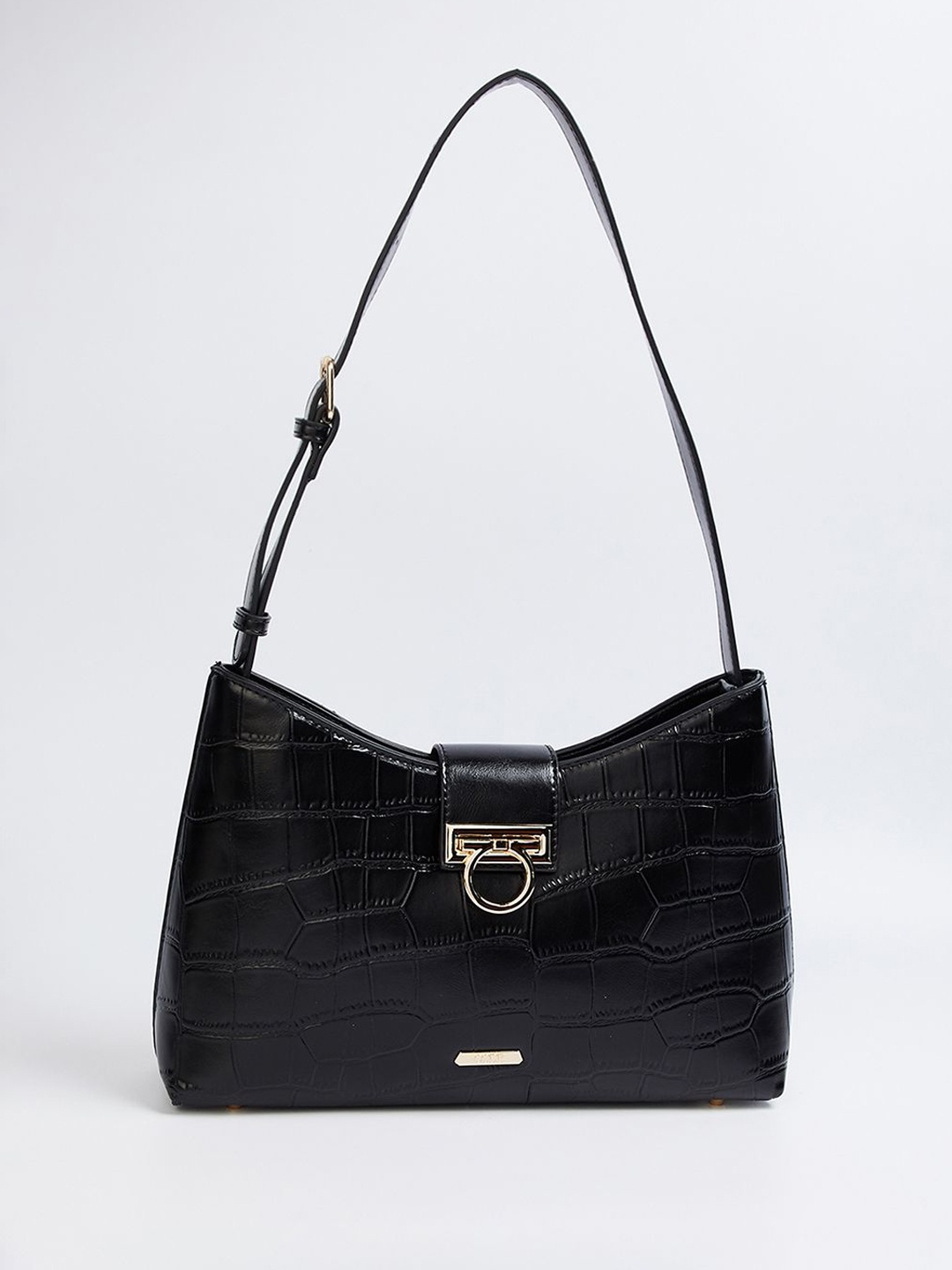 

CODE by Lifestyle Women Textured Baguette Shoulder Bag, Black
