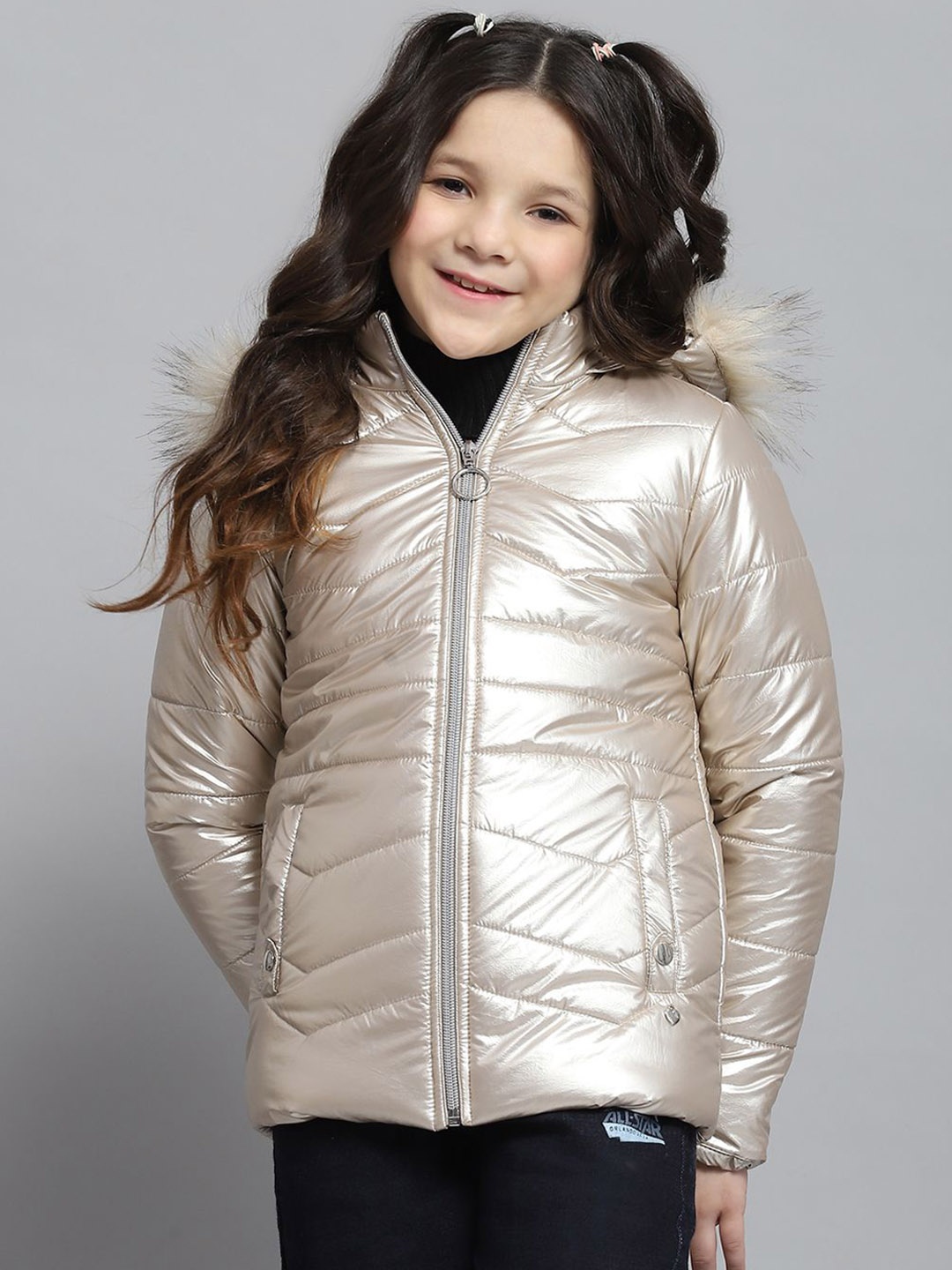 

Monte Carlo Girls Hooded Solid Casual Lightweight Parka Jacket, Beige