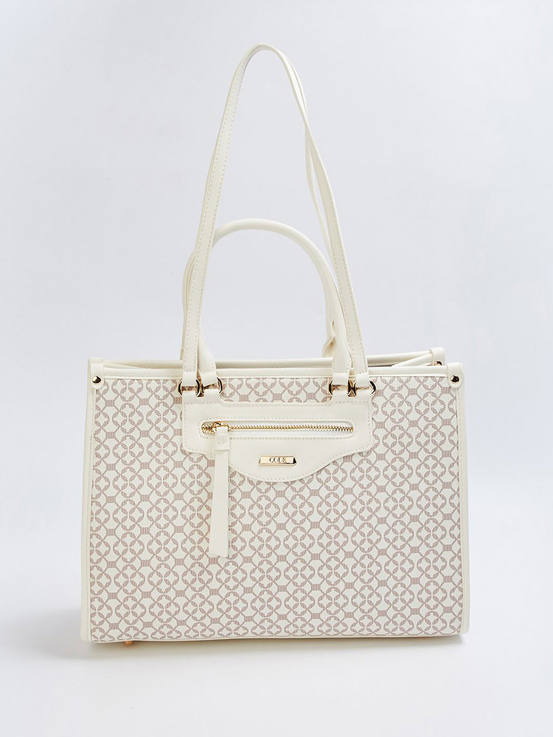 

CODE by Lifestyle Women Graphic Printed Structured Shoulder Bag, Cream