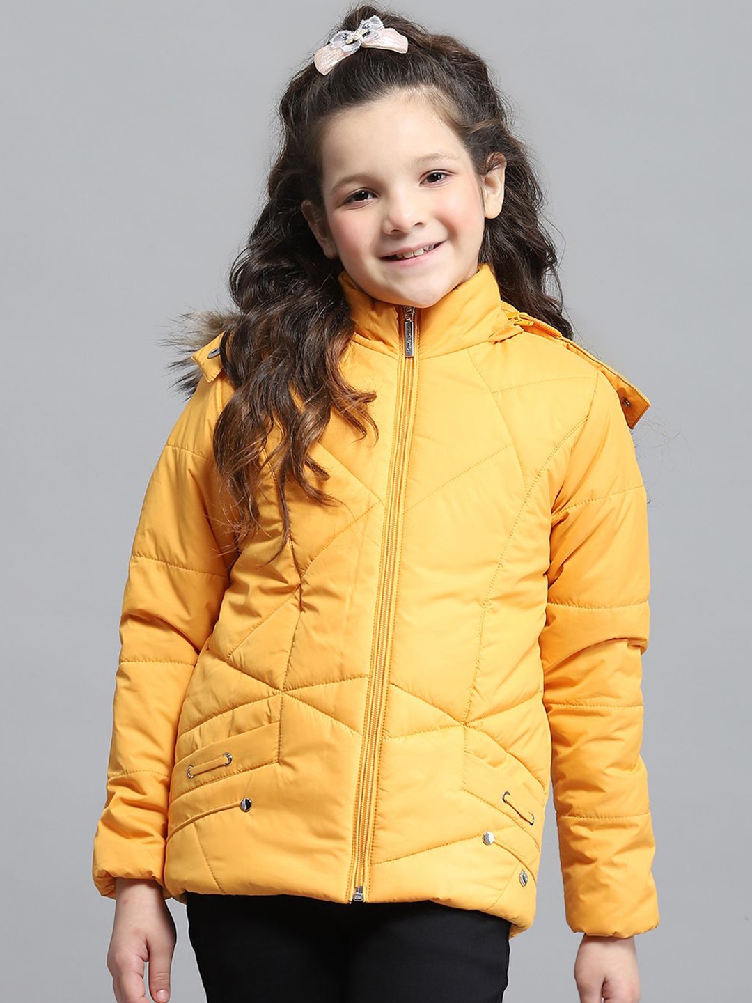 

Monte Carlo Girls Hooded Solid Casual Lightweight Parka Jacket, Yellow
