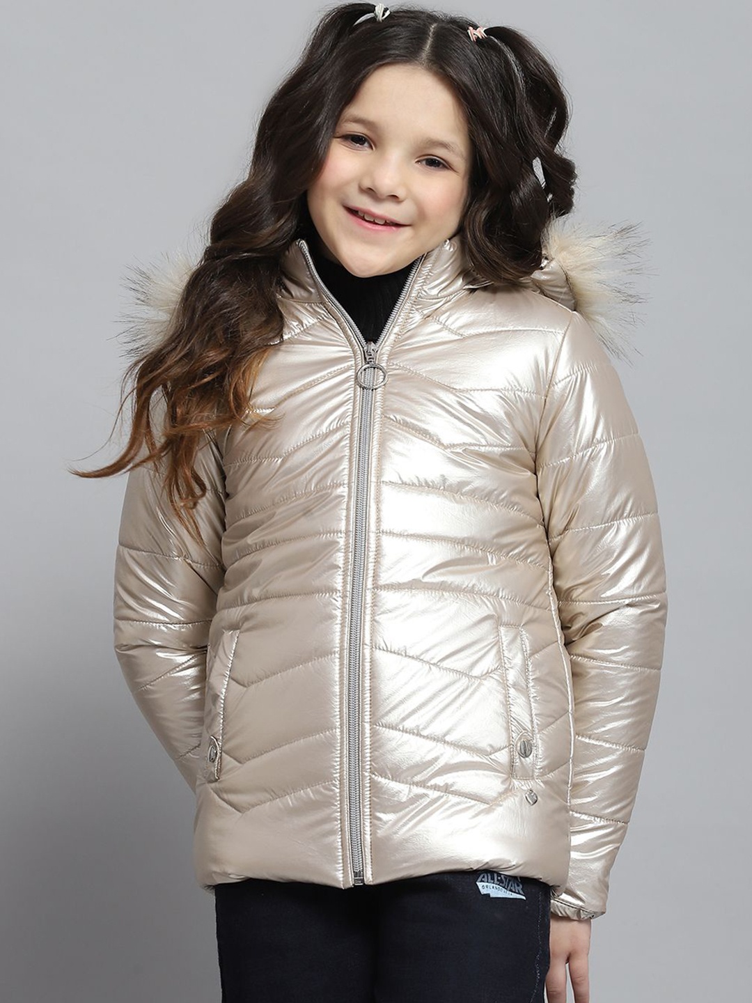 

Monte Carlo Girls Hooded Solid Casual Lightweight Parka Jacket, Beige