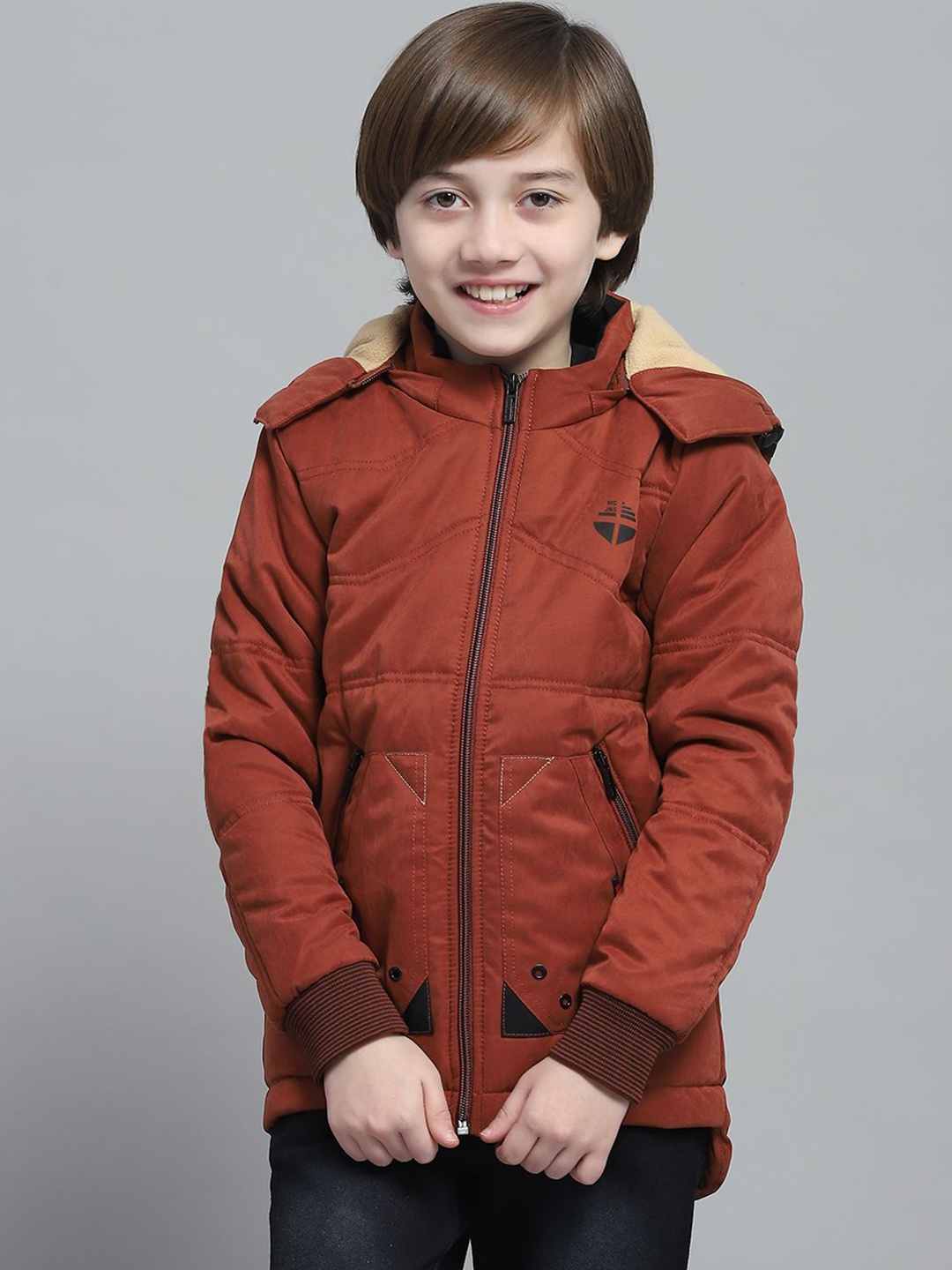 

Monte Carlo Boys Hooded Solid Casual Lightweight Padded Jacket, Rust