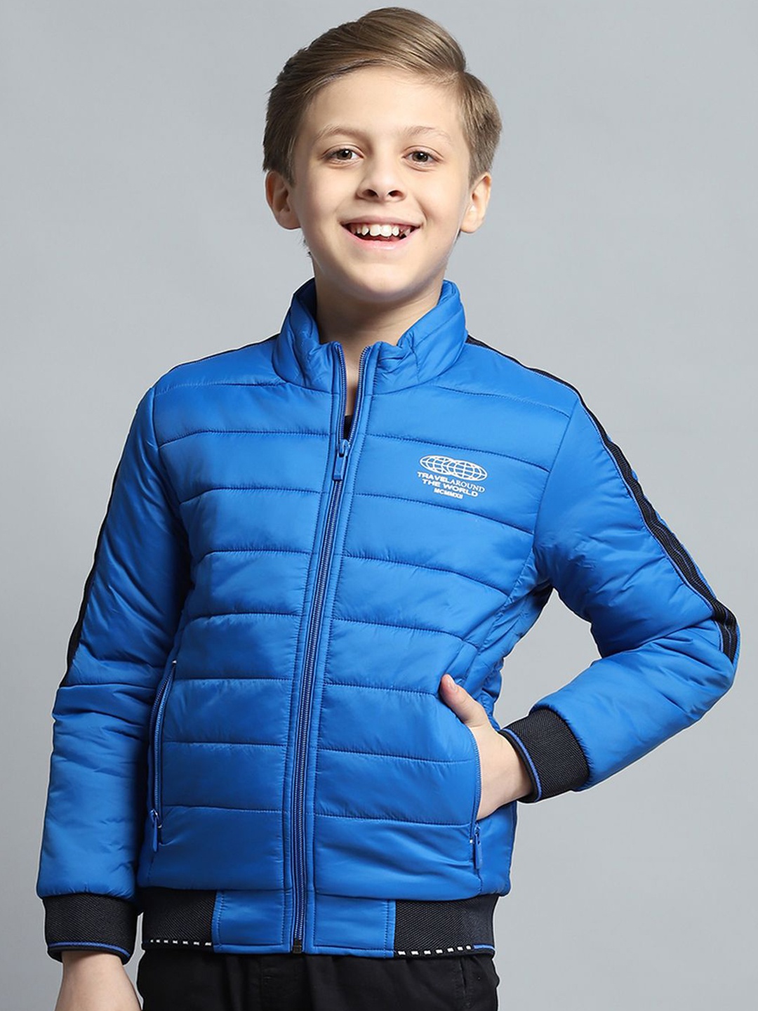 

Monte Carlo Boys Mock Collar Solid Casual Lightweight Padded Jacket, Blue