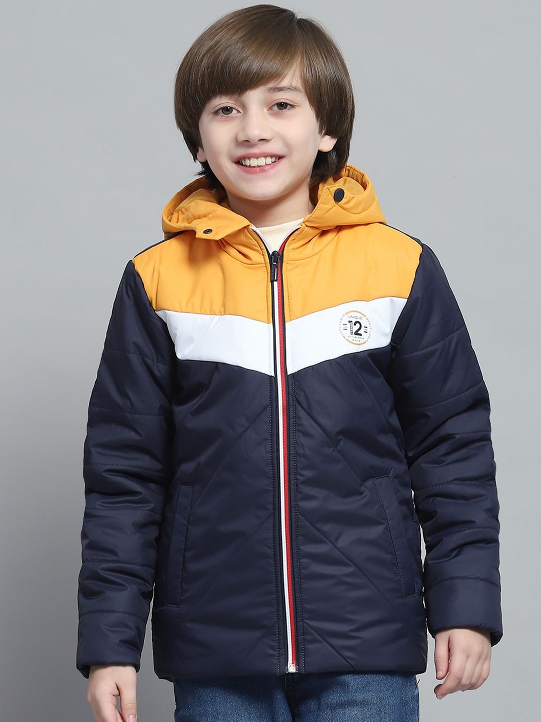 

Monte Carlo Boys Hooded Colourblocked Casual Lightweight Padded Jacket, Navy blue
