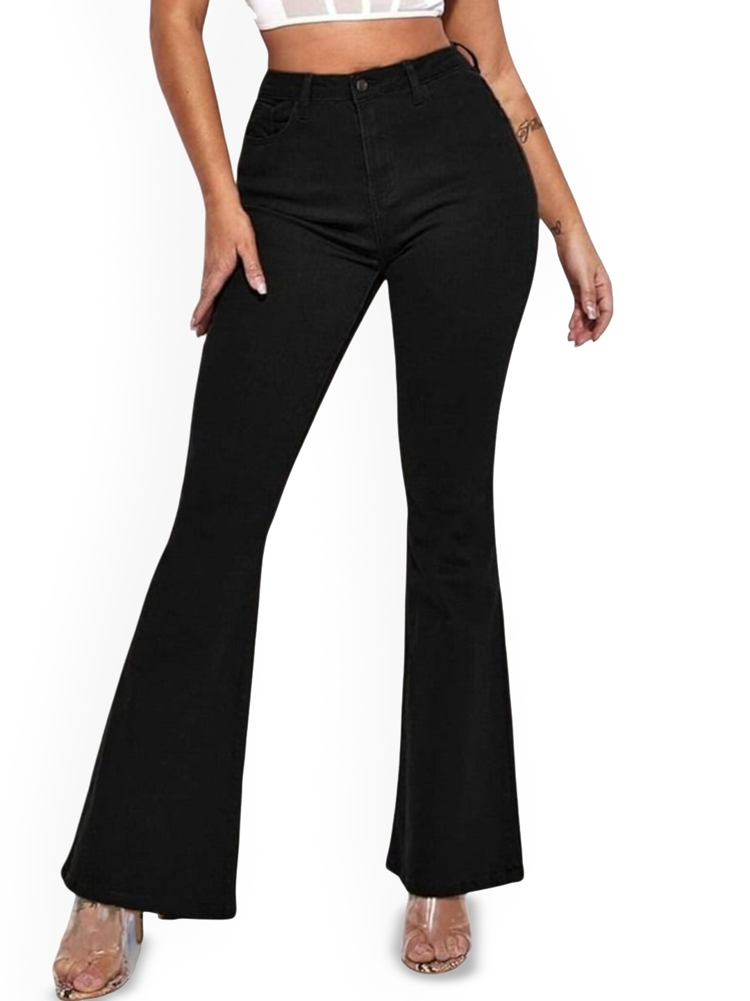 

BROADSTAR Women Smart Mid-Rise Bootcut Stretchable Jeans, Black