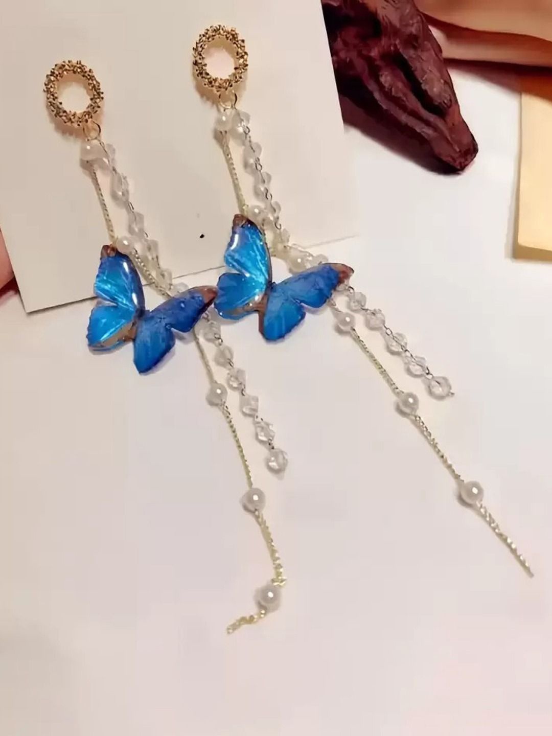

BEYTER Stainless Steel Artificial Stones Studded Contemporary Drop Earrings, Blue