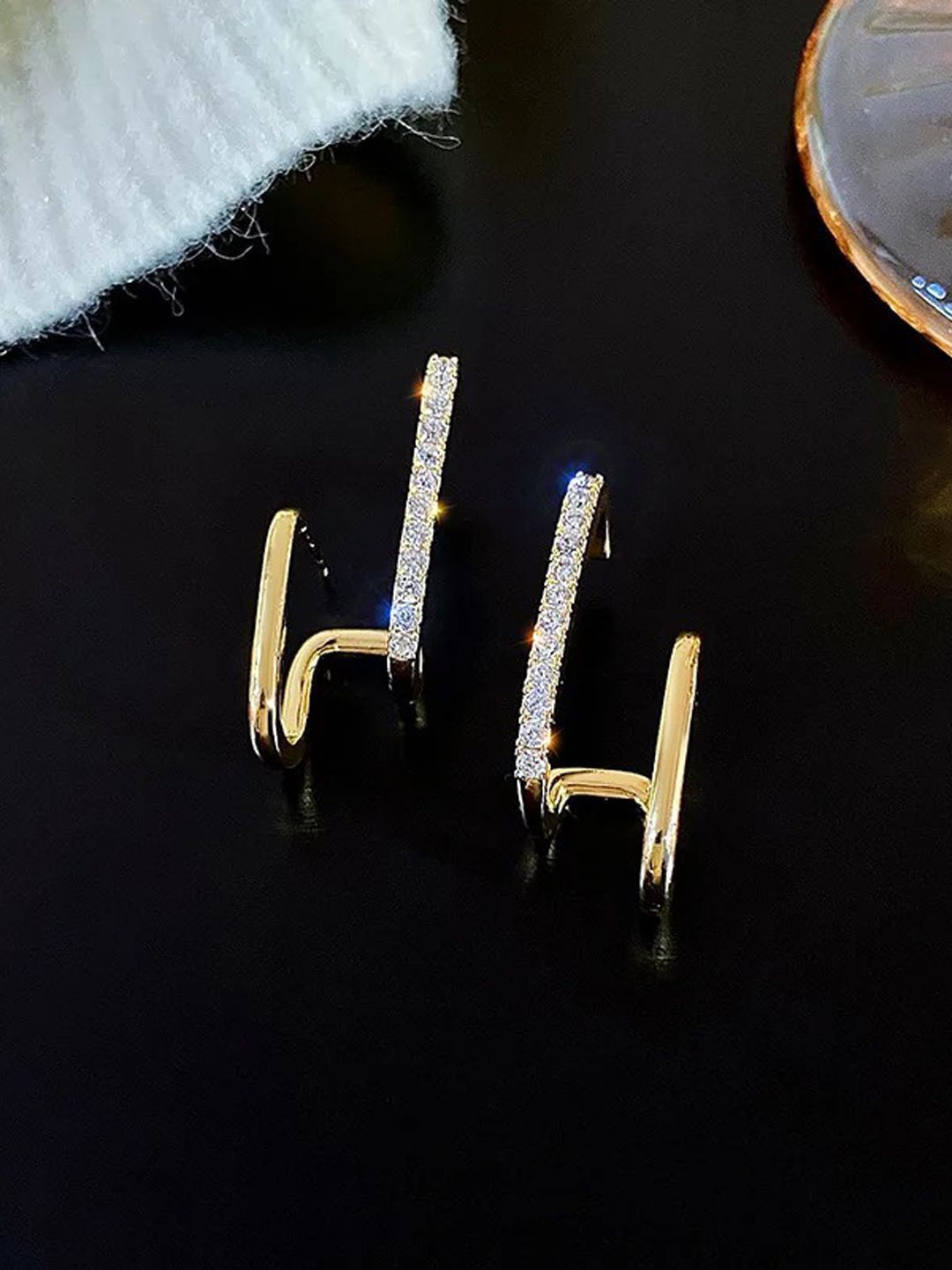 

BEYTER Gold-Plated Stainless Steel Cubic Zirconia Contemporary Studs