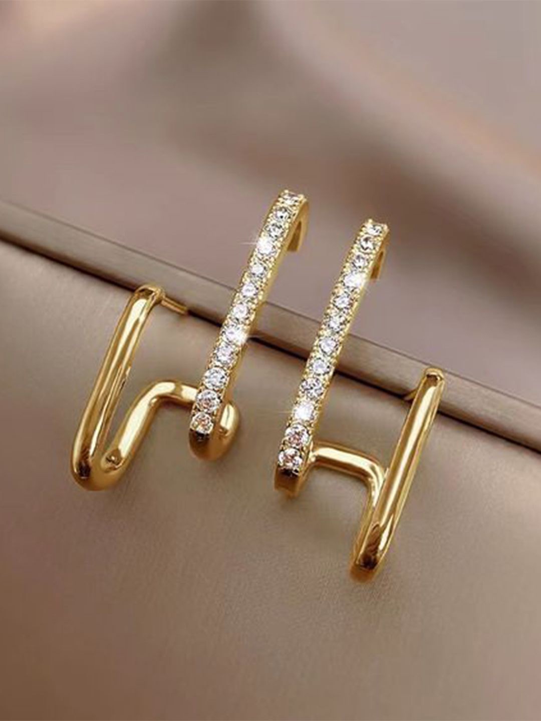 

BEYTER Gold-Plated Stainless Steel Crystal Studded Contemporary Studs