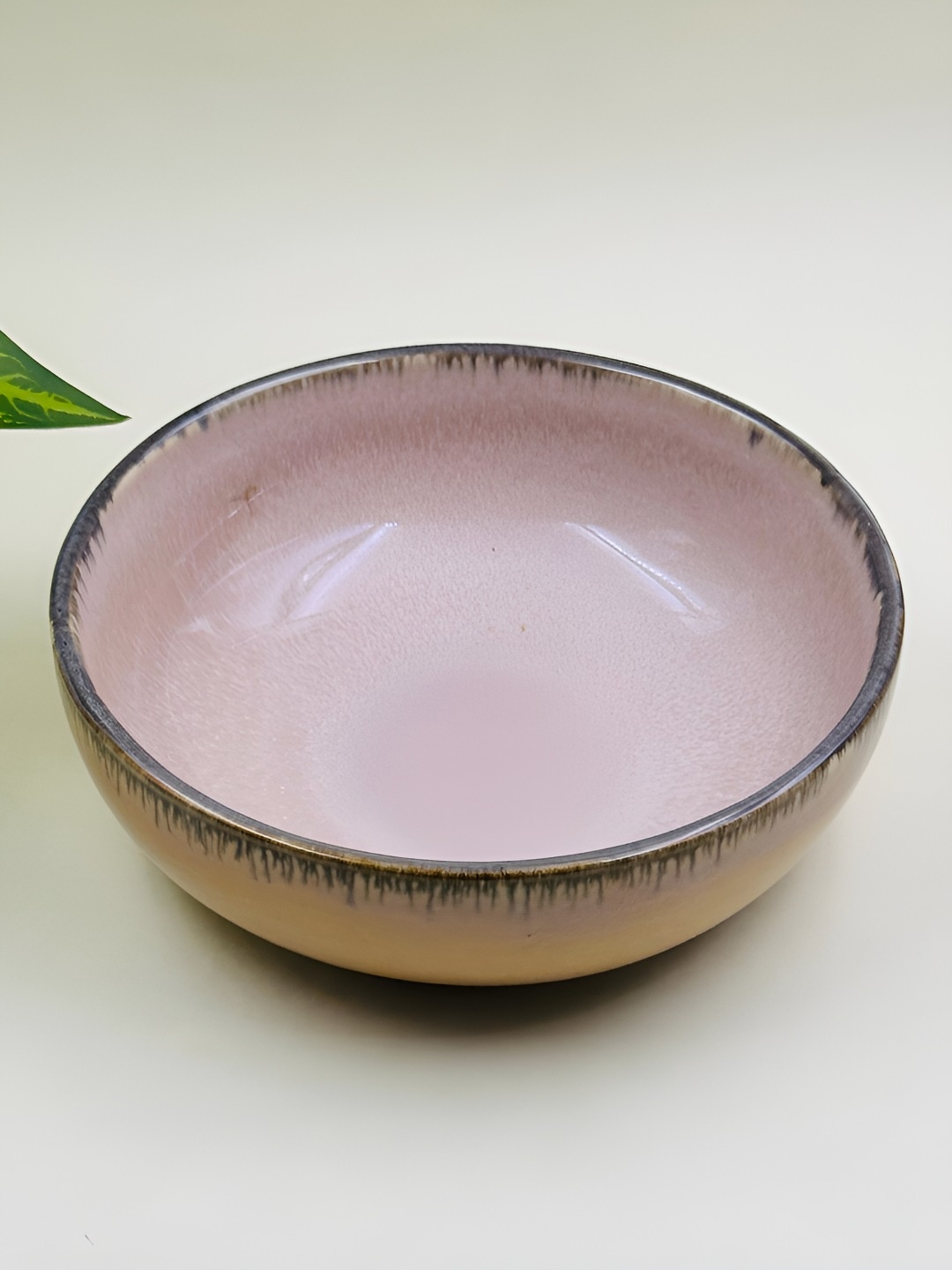 

Lupaava Beige and Purple Glossy Ceramic Microwave Safe Serving Bowl 700 ml
