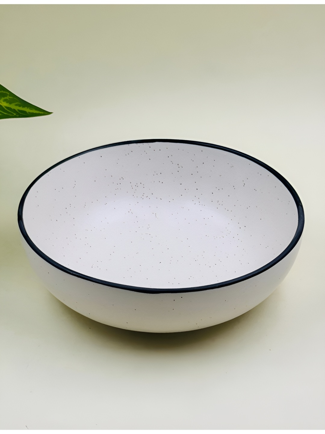 

Lupaava White and Black Ceramic Matte Microwave Safe Serving Bowl 700 ml