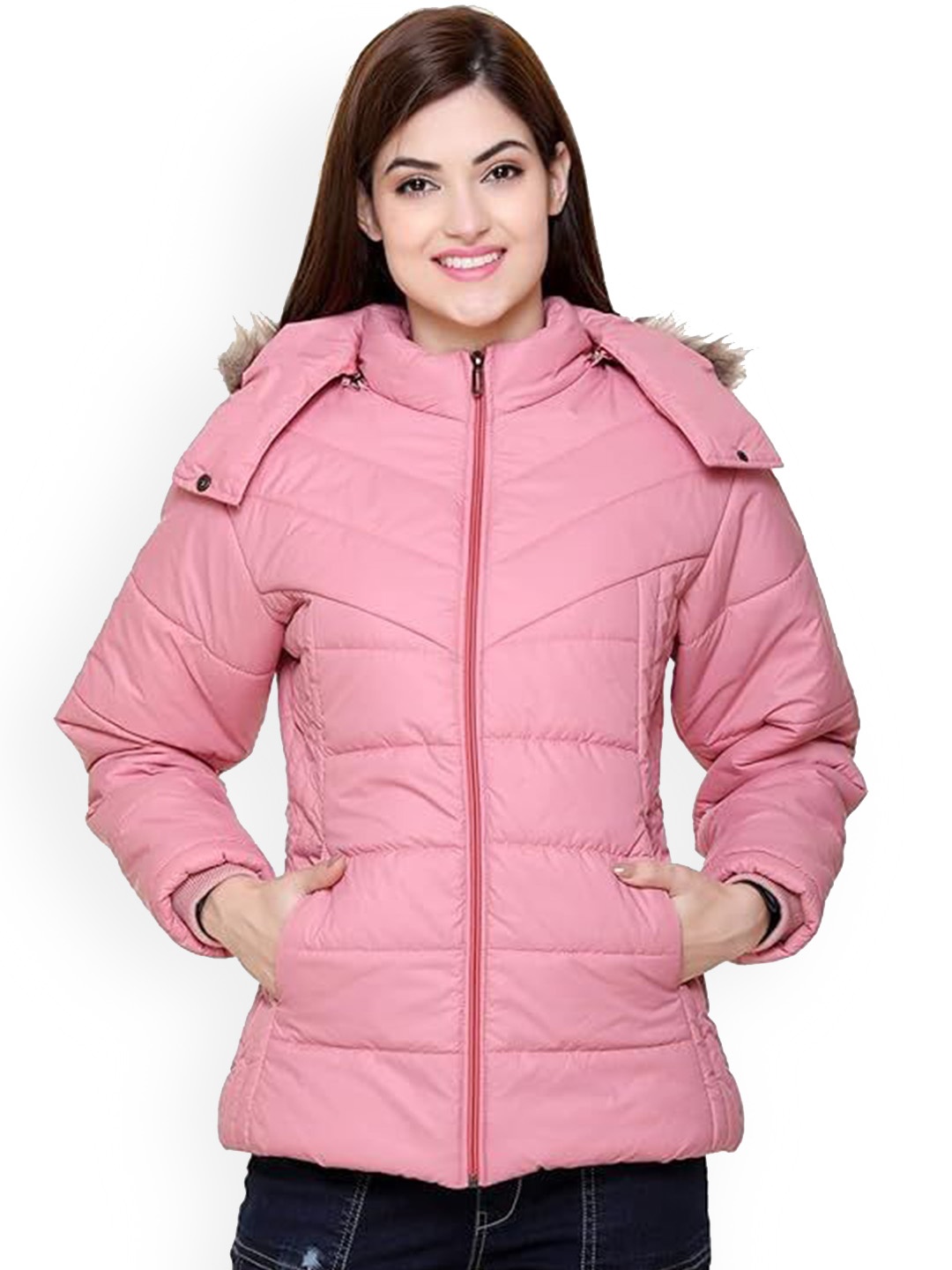 

White Moon Women Hooded Solid Casual Lightweight Parka Jacket, Pink