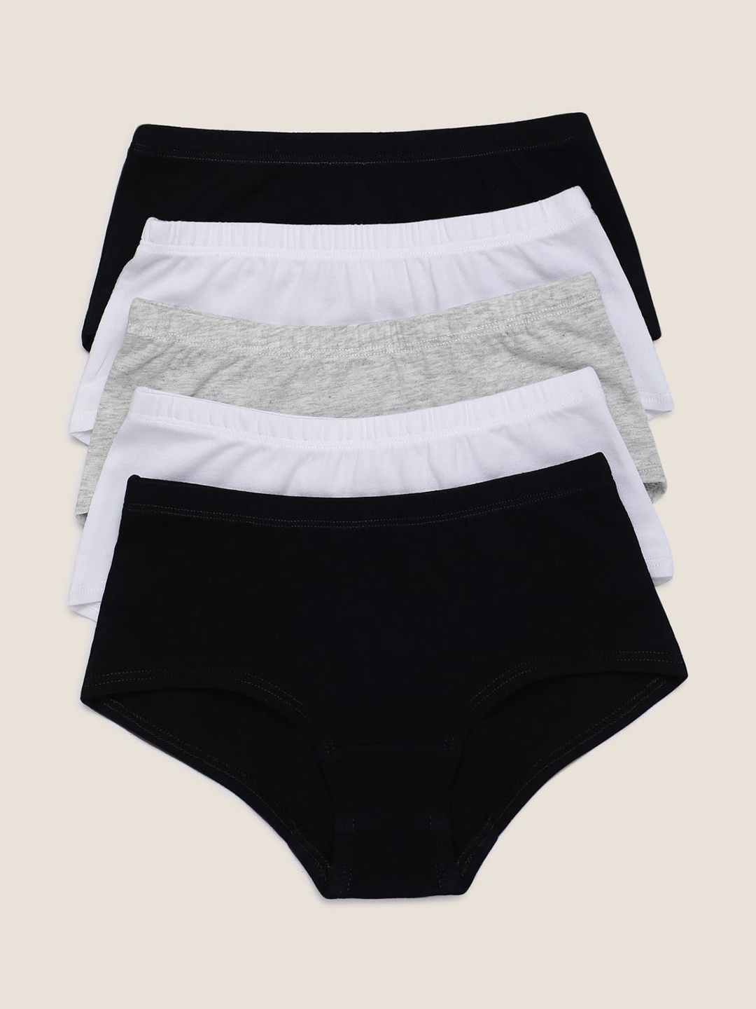 

Marks & Spencer Girls Pack of 5 Cotton Mid Rise Briefs T711210KBLACK/GREY, Black