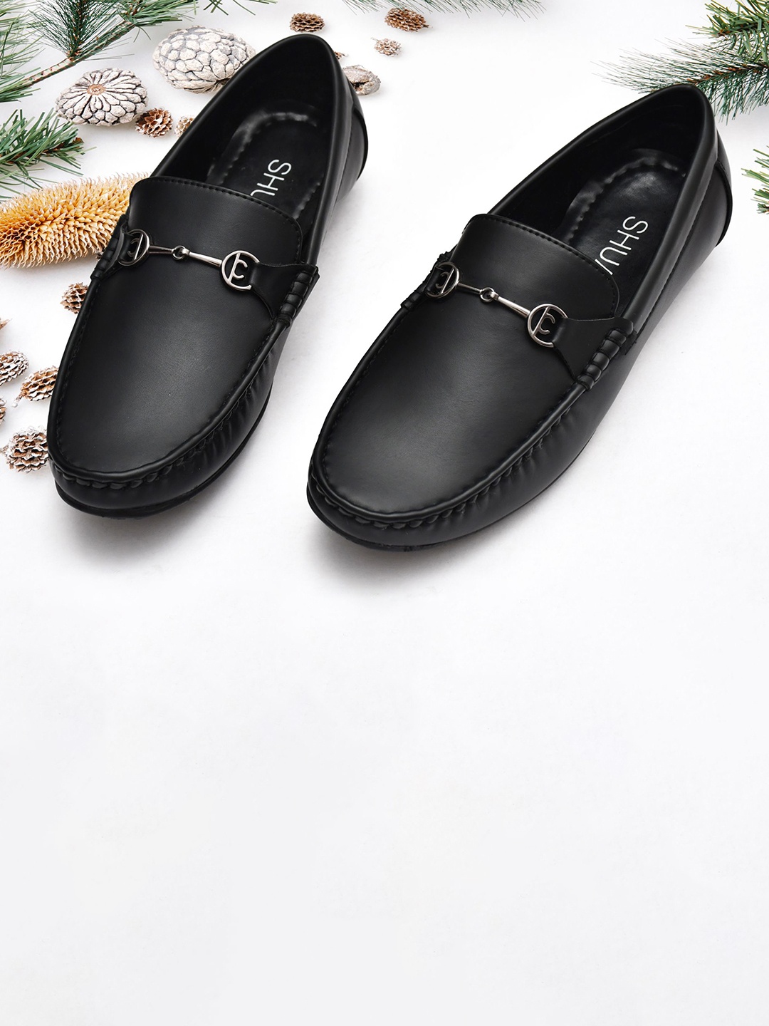 

SHUAN Men Slip-On Loafers, Black