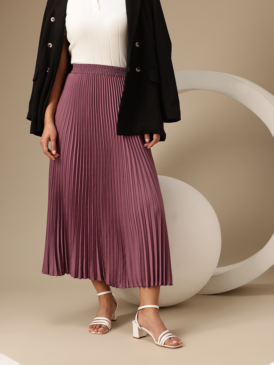

Chemistry Women Accordion Pleated Maxi Skirt, Mauve