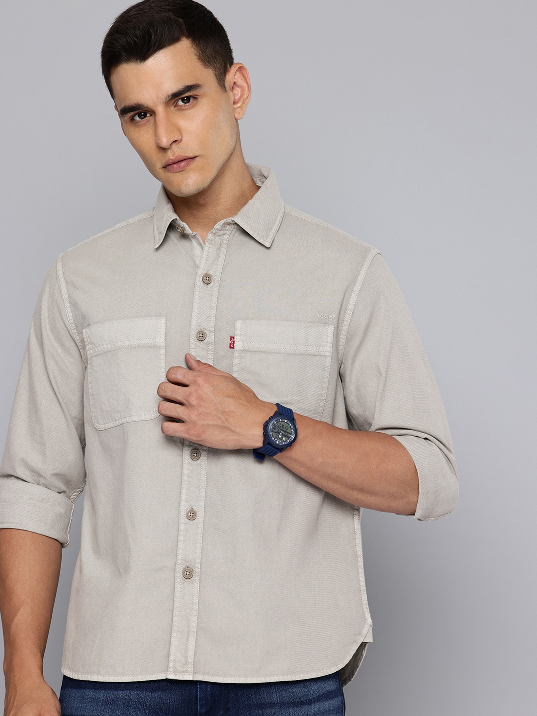 

Levis Pure Cotton Standard Fit Casual Shirt, Grey